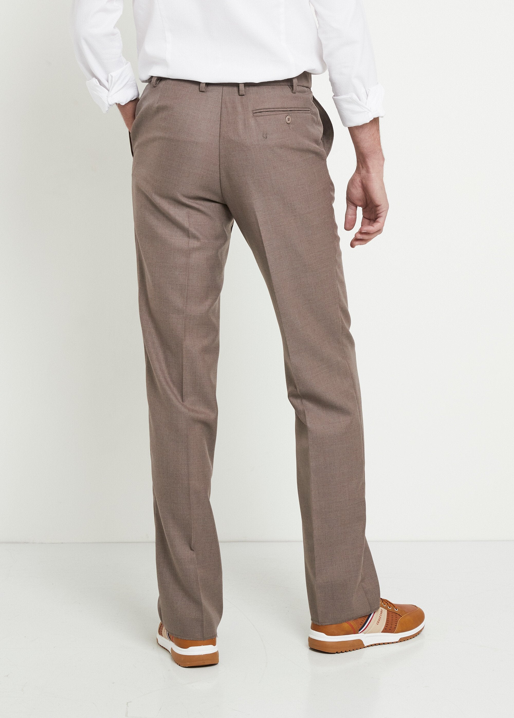 Pantalon_ceinture_ajustable_invisible_tissu_sergé_laine_Beige_fonce_DO1_slim