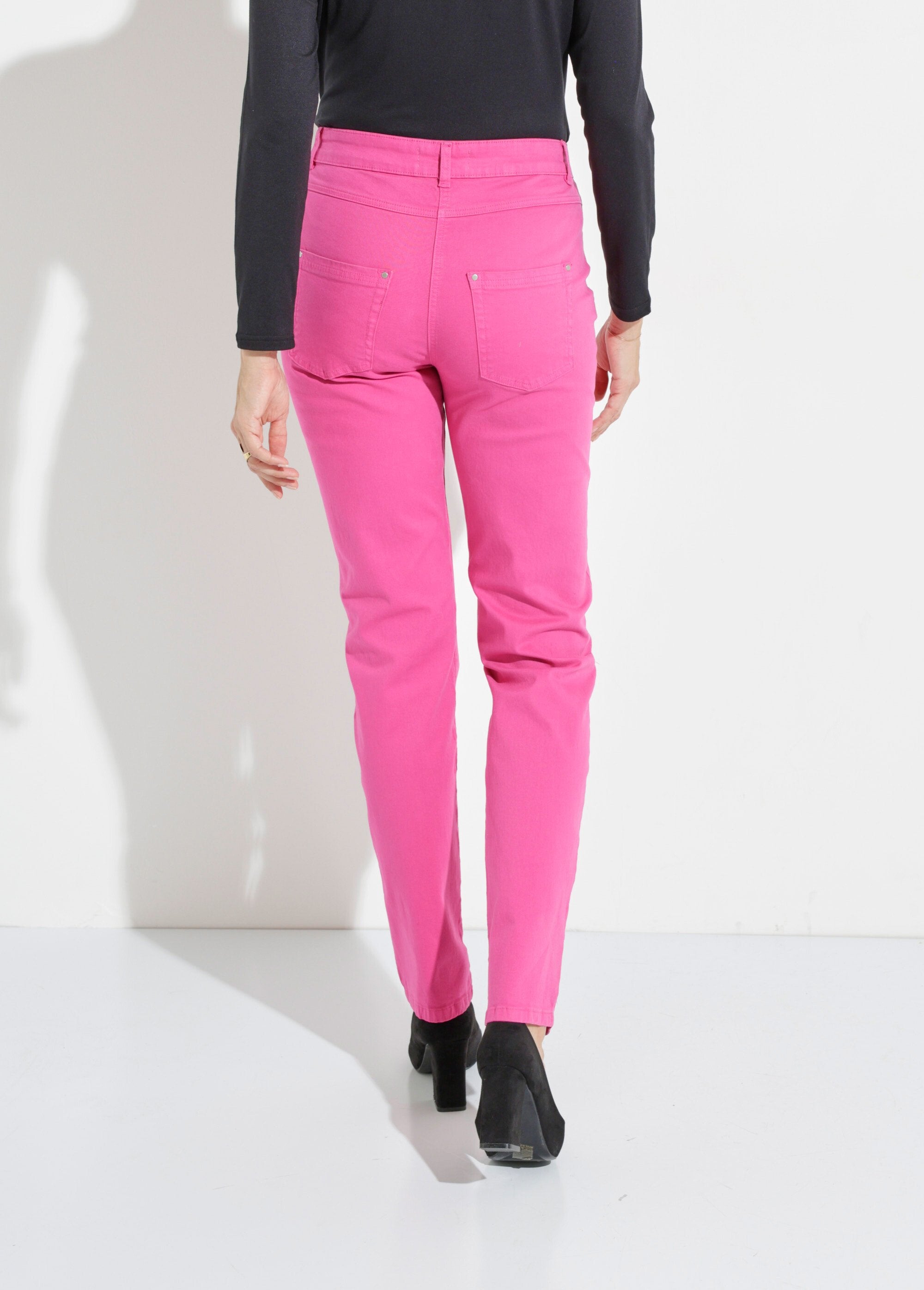 Pantalon_droit_5_poches_coton_stretch_Rose_magenta_DO1_slim