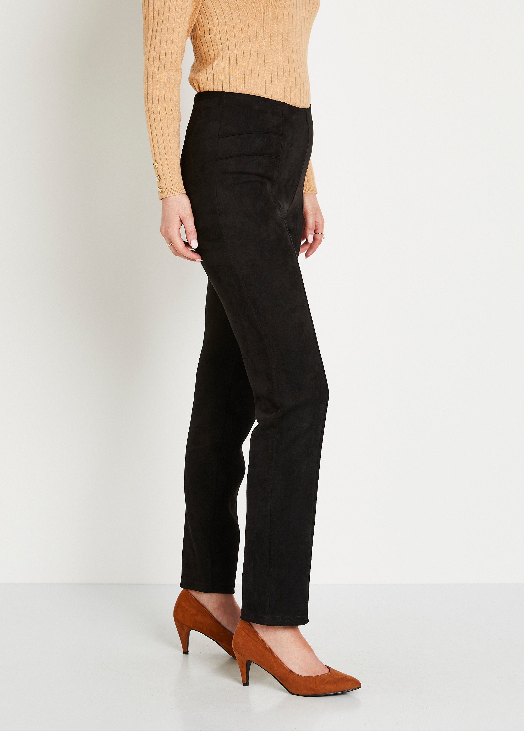 Pantalon_droit_ceinture_élastiquée_maille_suédée_Noir_DR1_slim