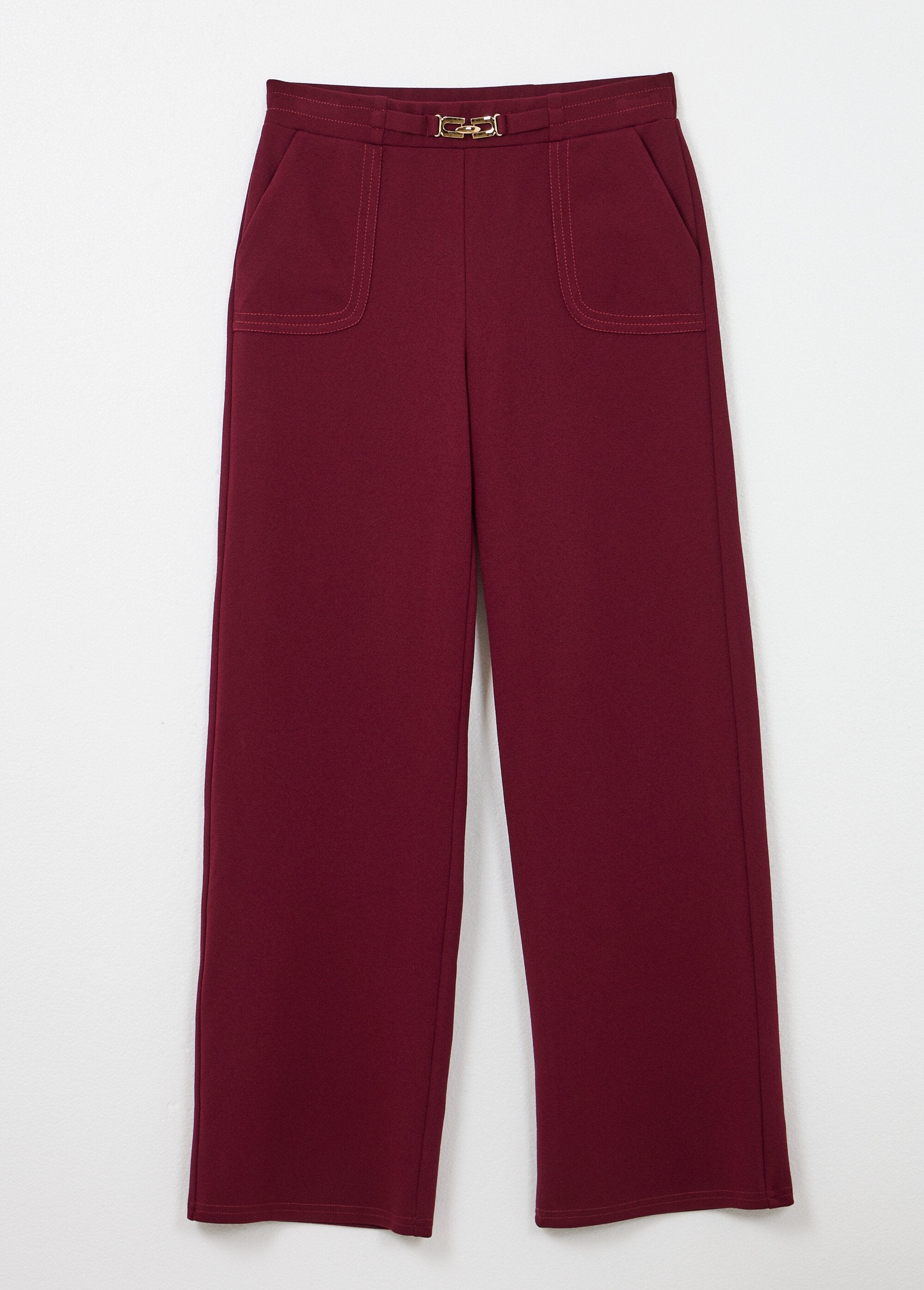 Rechte_broek_met_elastische_tailleband_en_sierriem_Bordeaux_AP1_slim