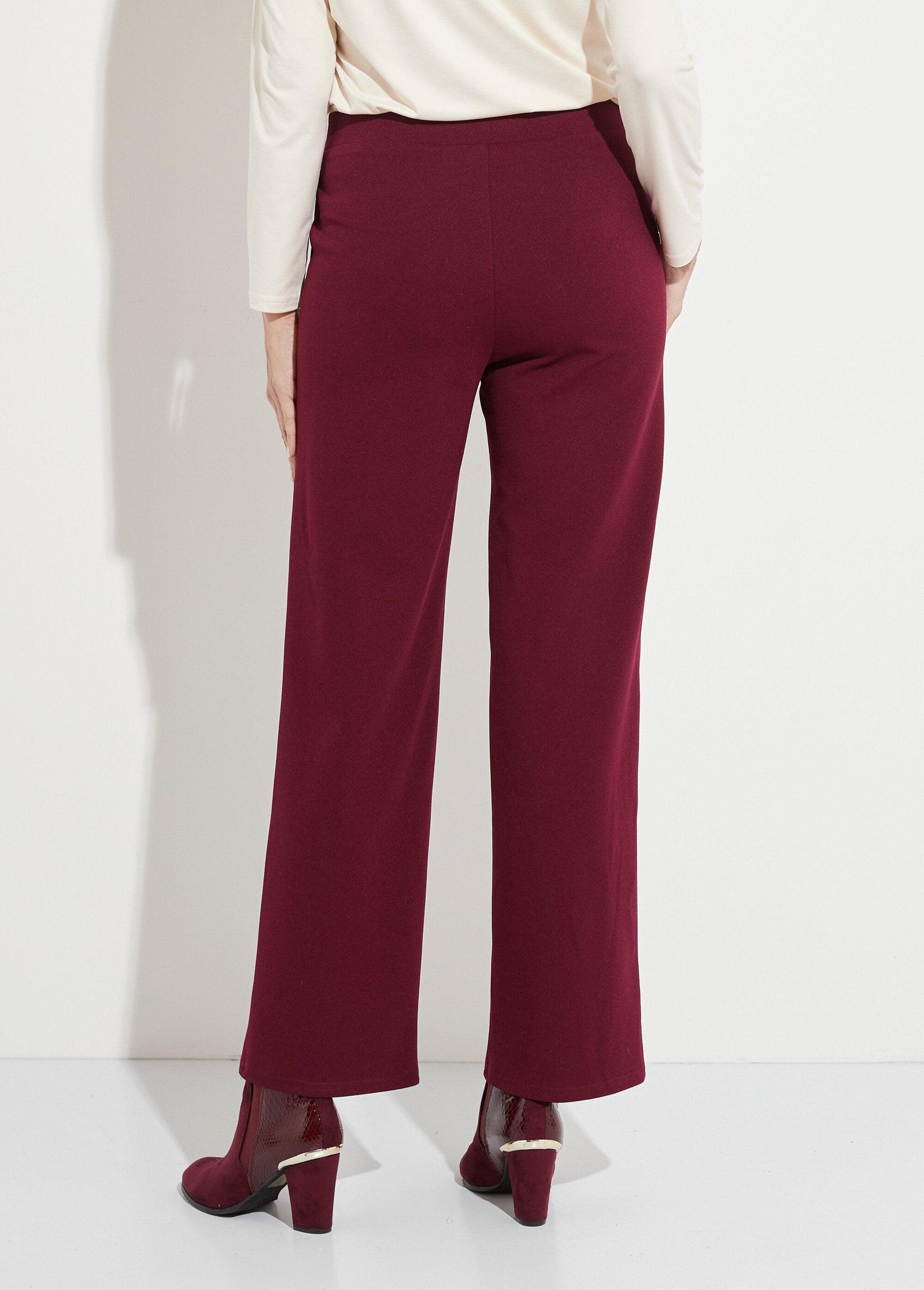 Pantalon_droit_taille_élastiquée_ceinture_bijou_Bordeaux_DO1_slim