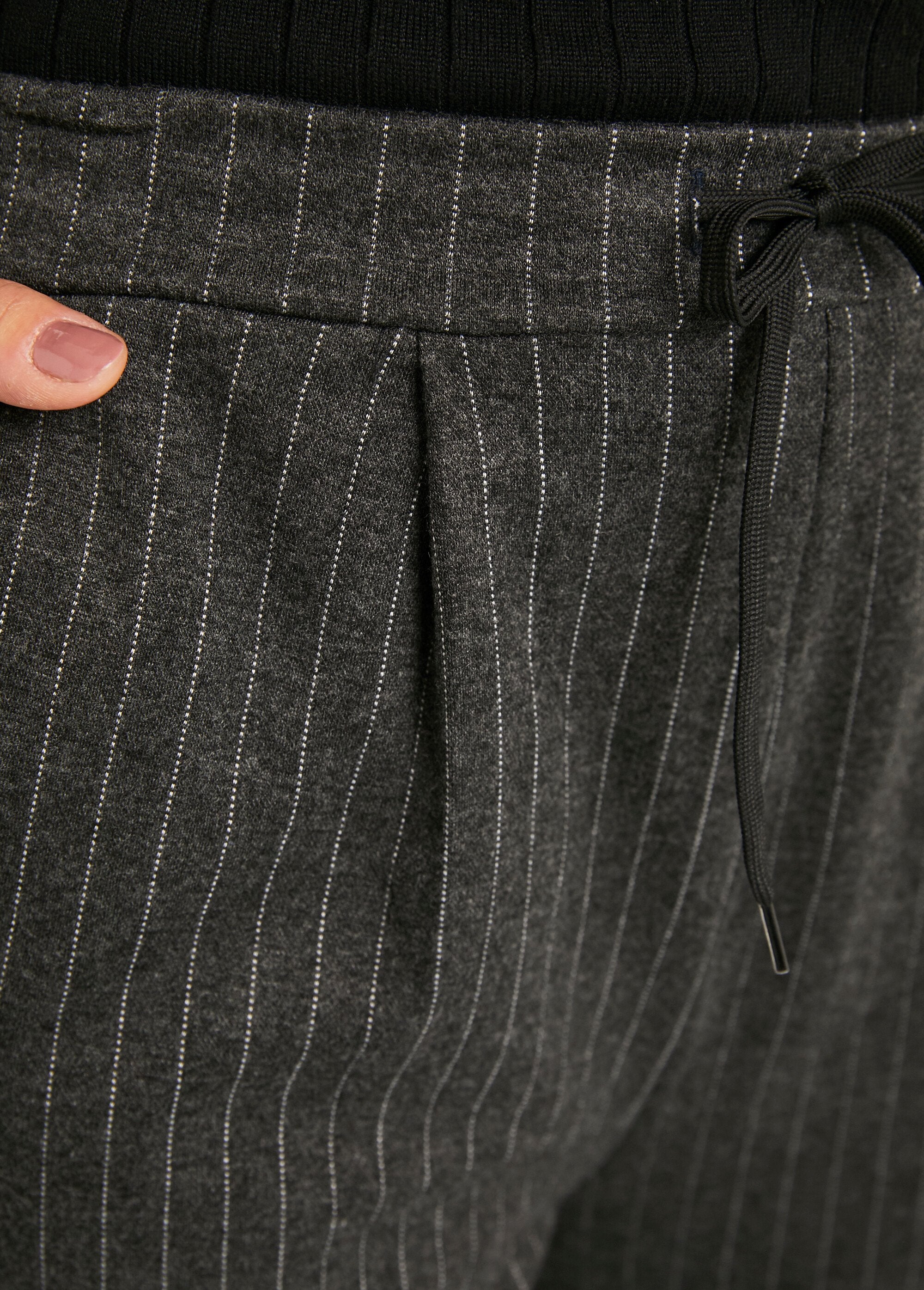 Pantalon_droit_taille_élastiquée_maille_stretch_Gris_raye_DE3_slim