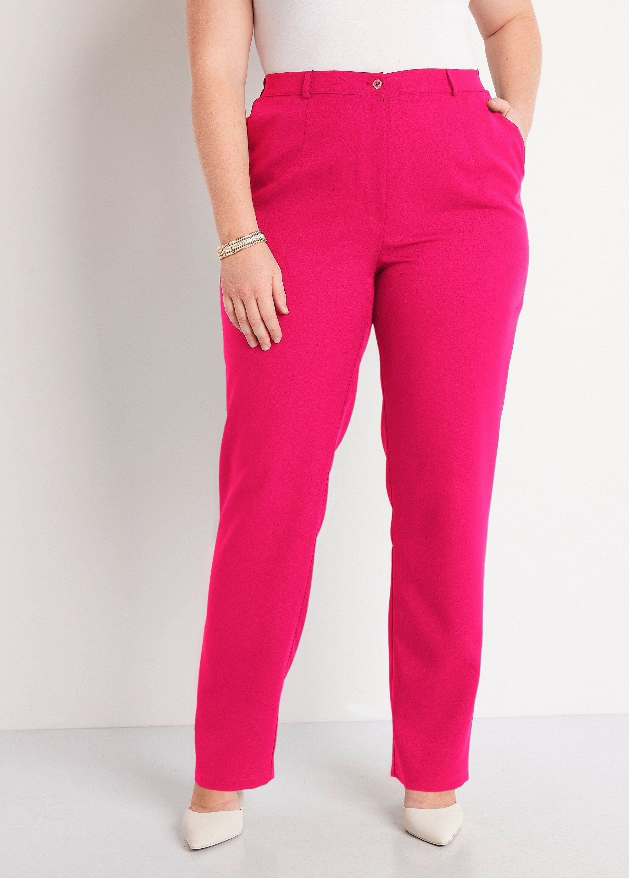 Pantalon_droit_uni_taille_semi_élastiquée_Framboise_FA1_curvy