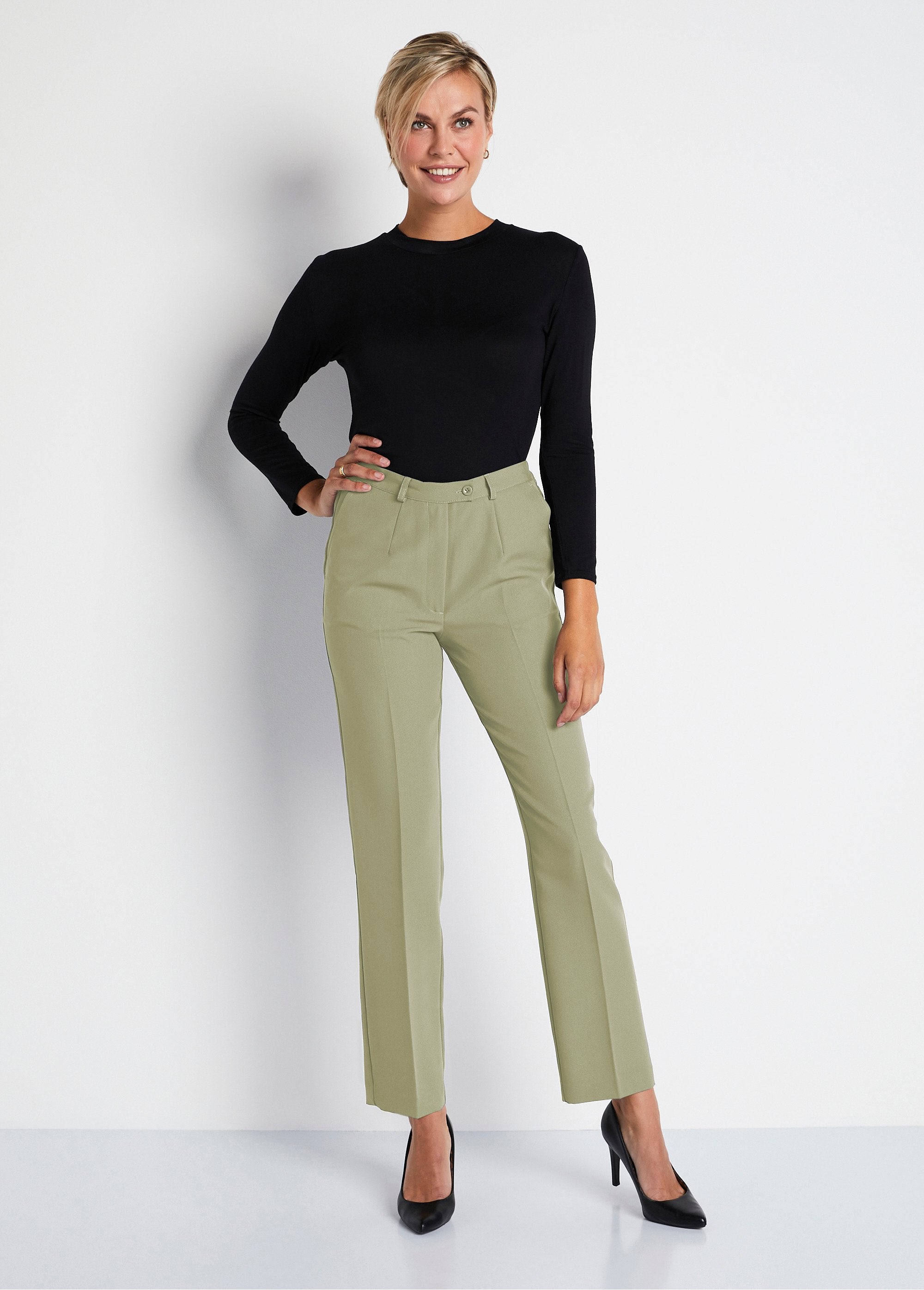 Rechte_broek_met_semi-elastische_tailleband_van_kreukvrije_stof_Vert_amande_SF1_slim