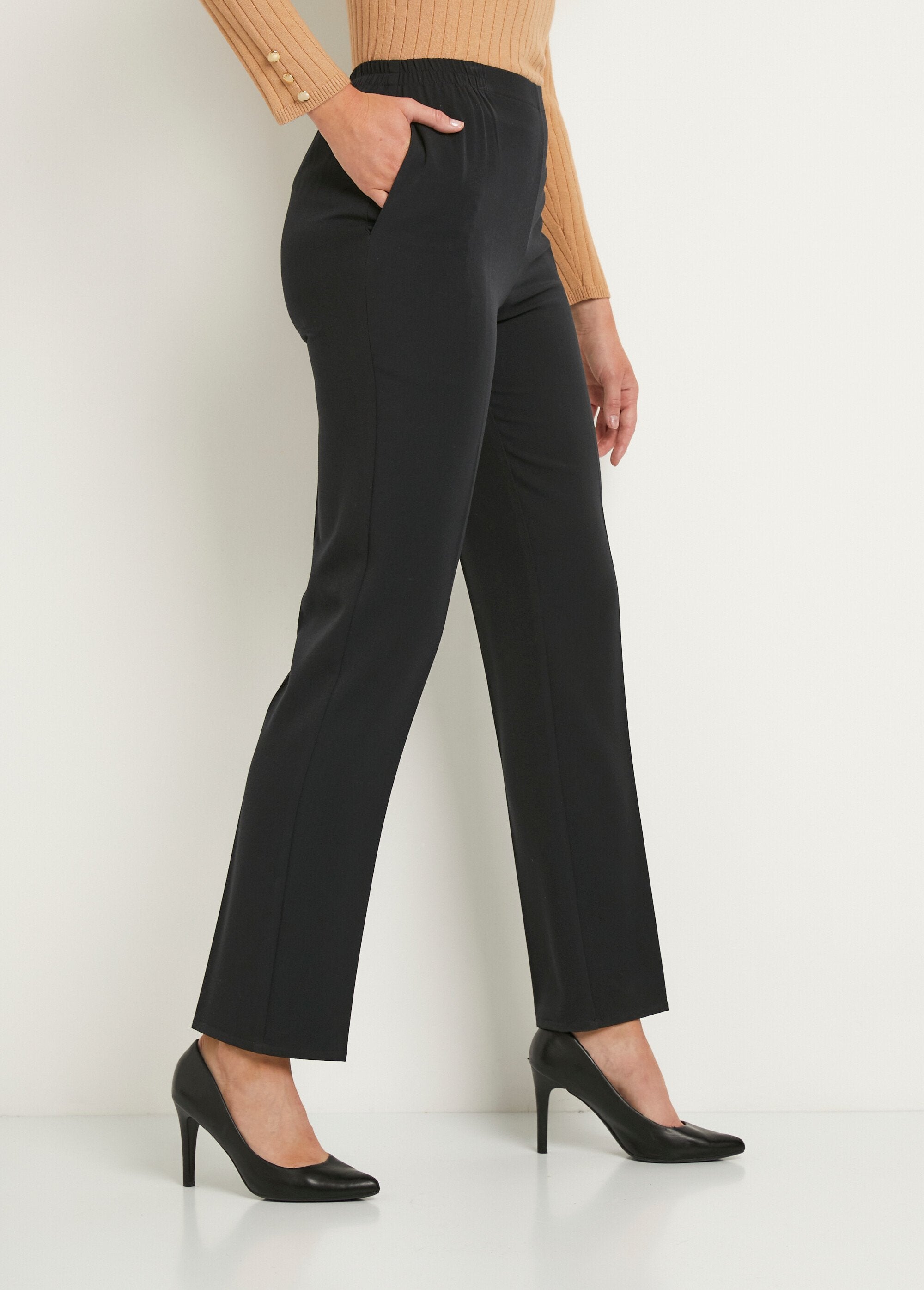 Pantalon_droit_taille_semi_élastiquée_ventre_plat_Uni_marine_DR1_slim