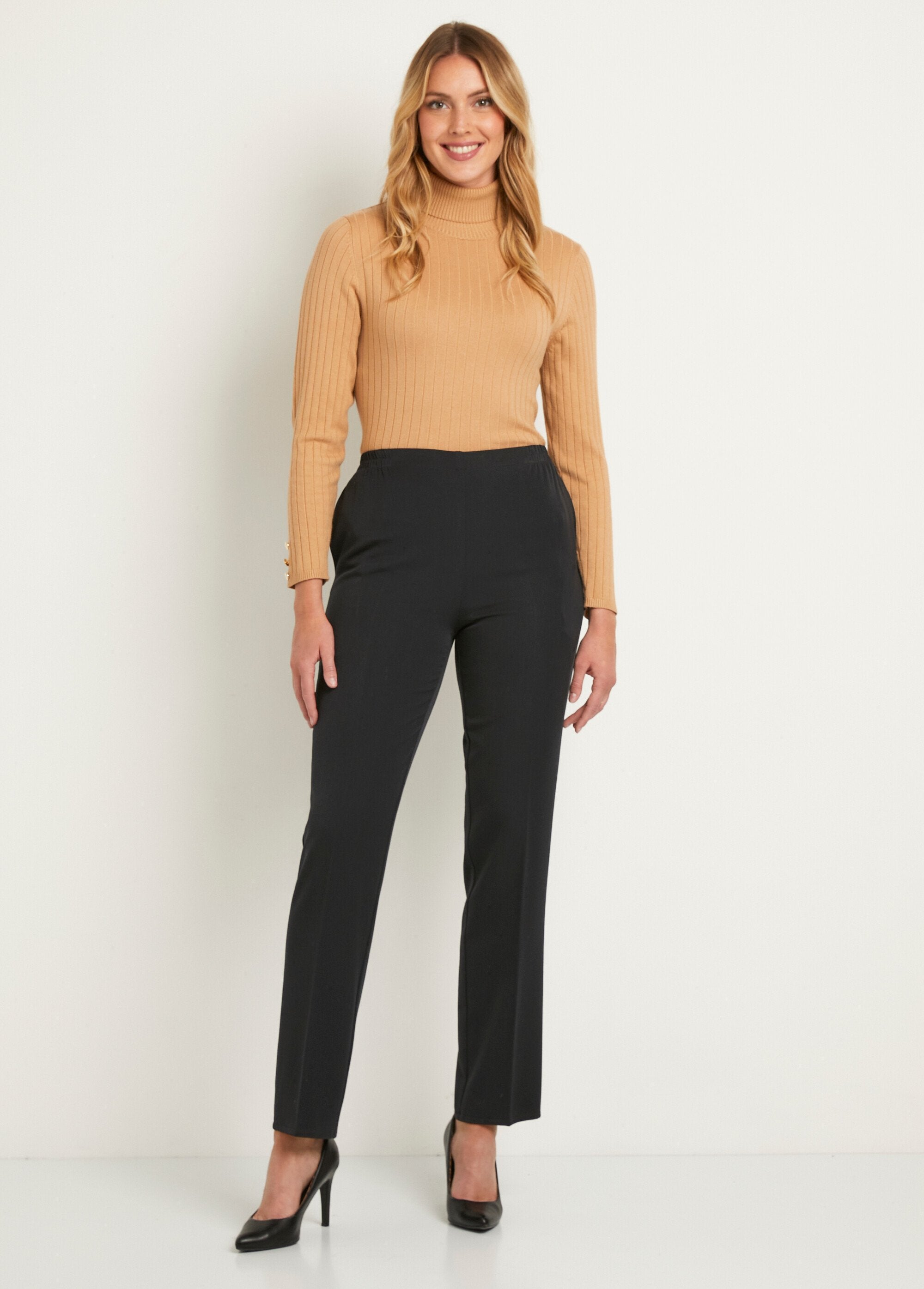 Pantalon_droit_taille_semi_élastiquée_ventre_plat_Uni_marine_SF1_slim