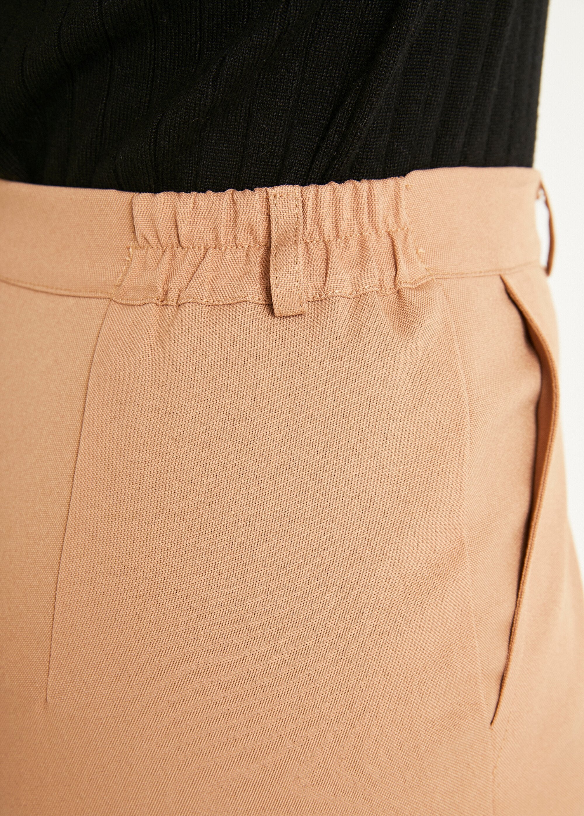 Pantalon_droit_uni_taille_semi_élastiquée_Beige_DE4_slim