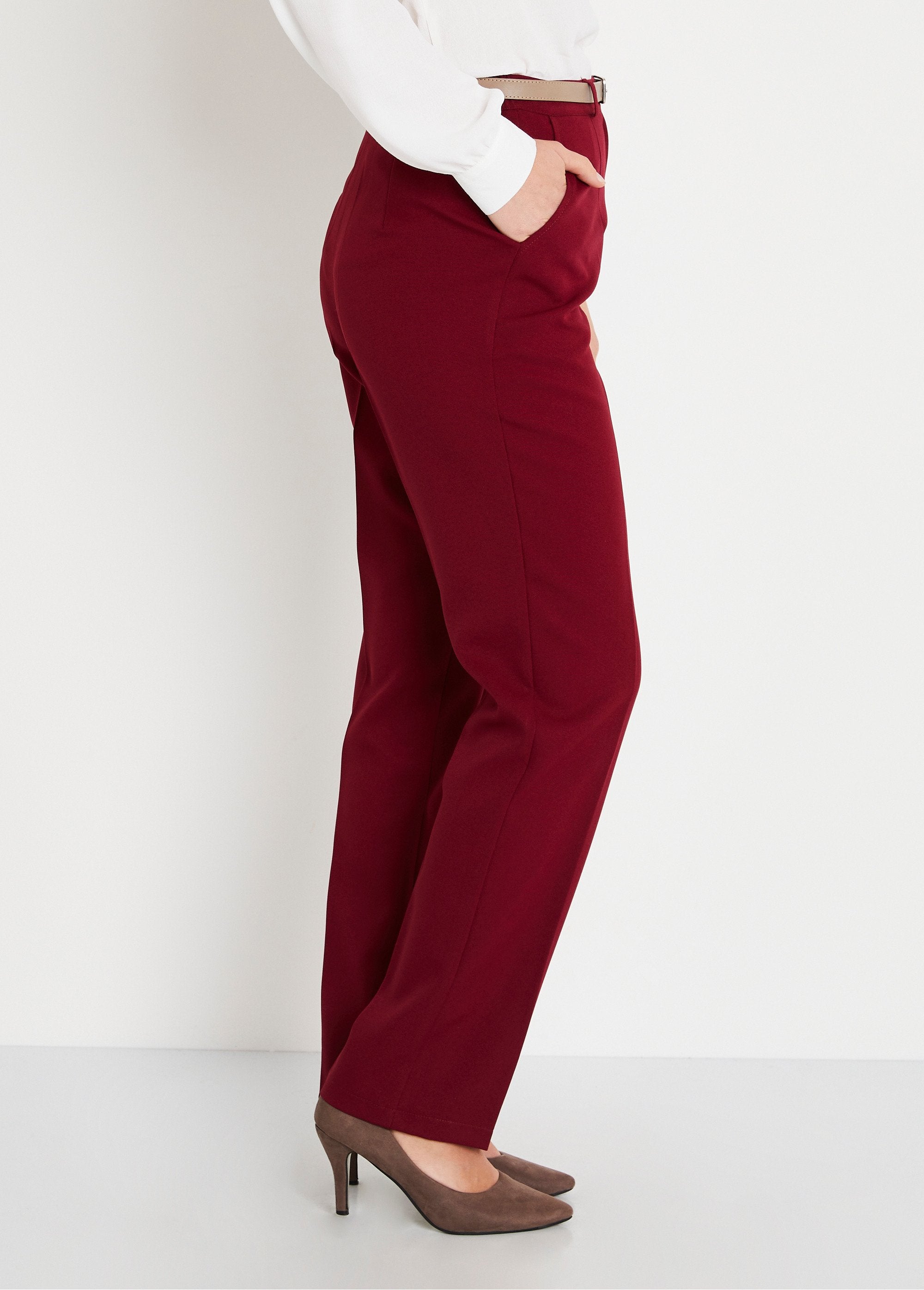 Pantalon_droit_uni_taille_semi_élastiquée_Bordeaux_DR1_slim