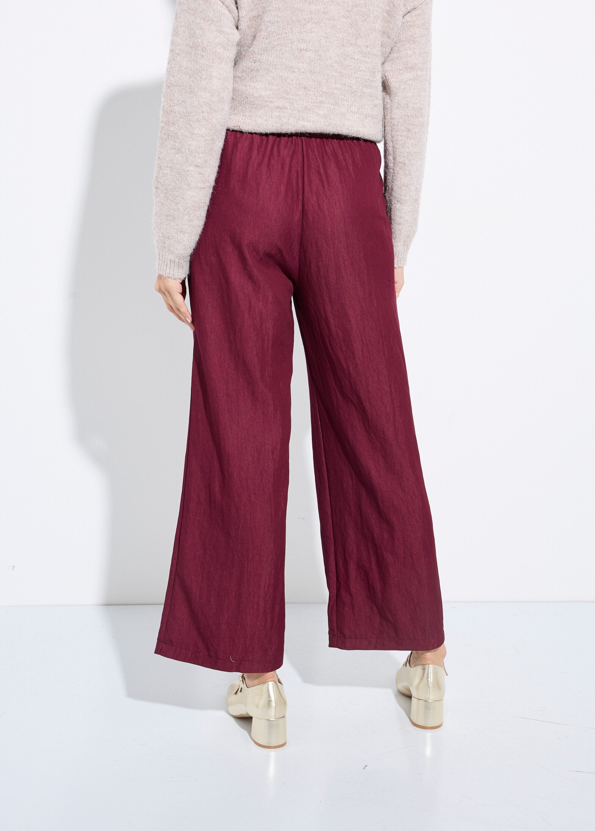 Pantalon_fluide_élastiqué_twill_uni_Bordeaux_DO1_slim