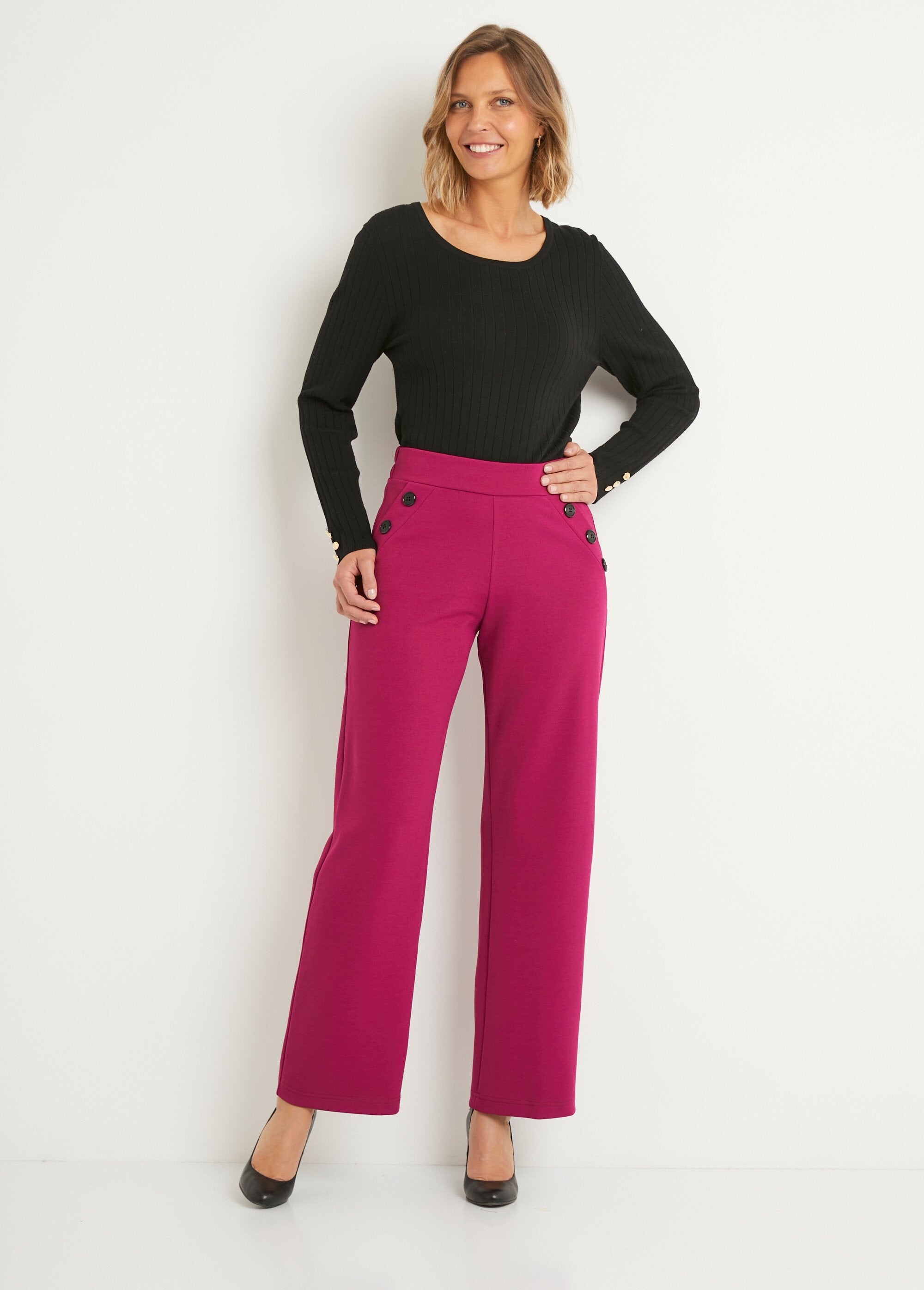 Pantalon_large_taille_semi_élastiquée_uni_Cassis_SF1_slim