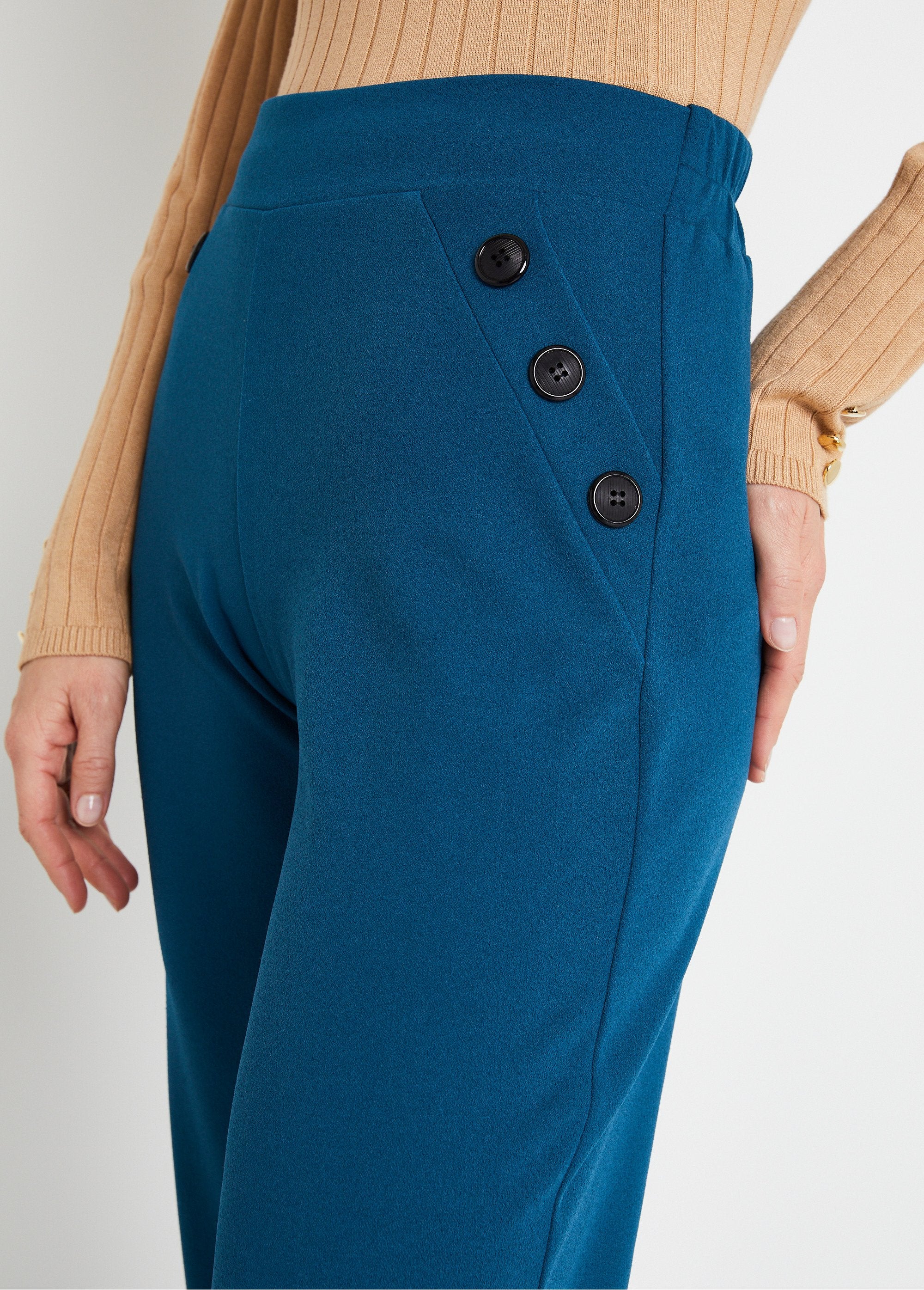 Pantalon_large_taille_semi_élastiquée_uni_Canard_DE1_slim