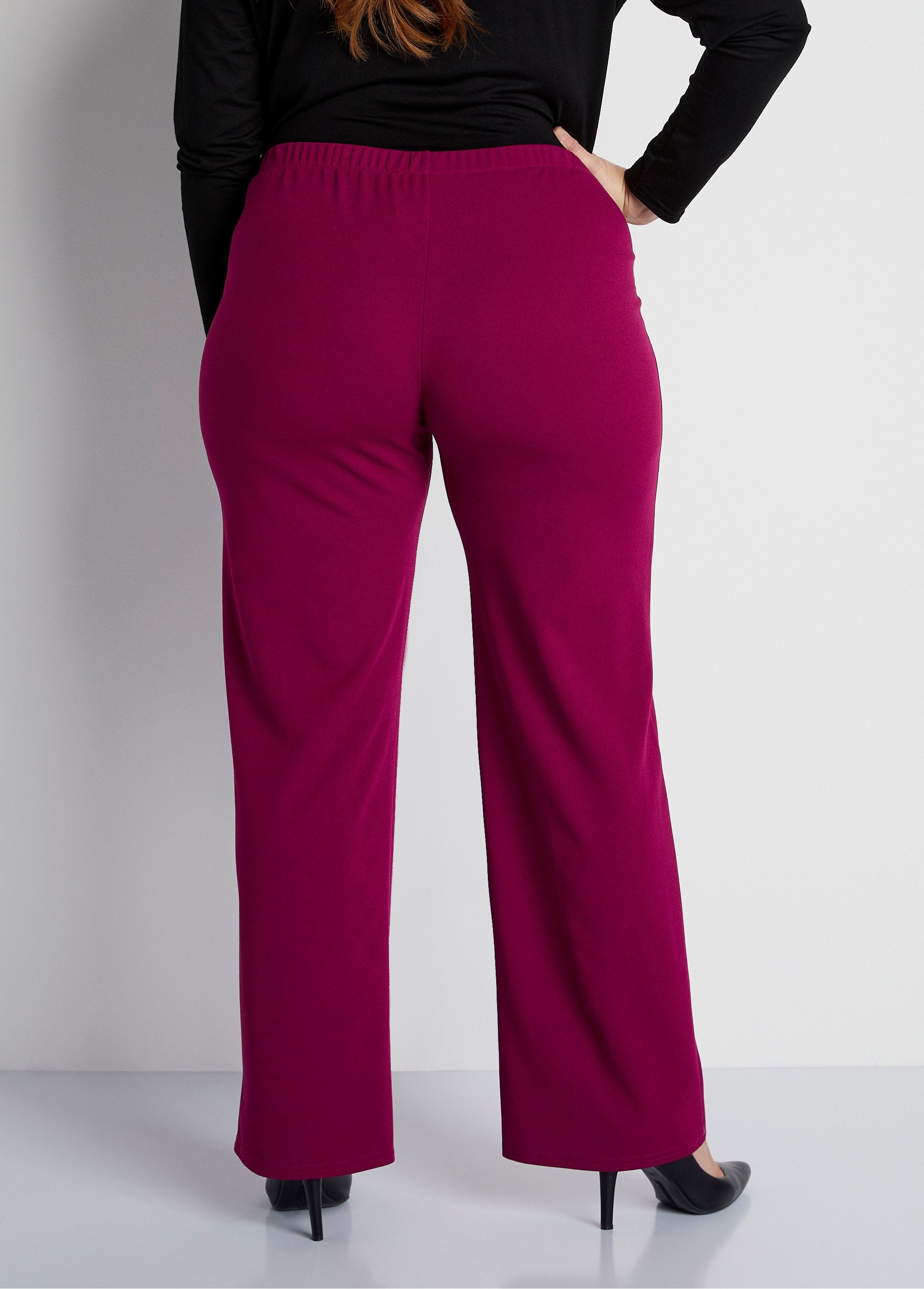 Pantalon_maille_crêpe_taille_élastiquée_Framboise_DO1_curvy