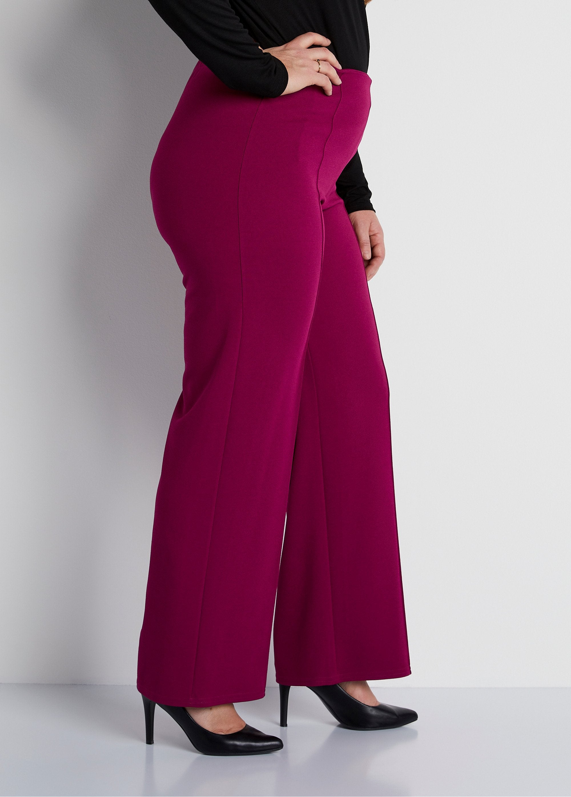 Pantalon_maille_crêpe_taille_élastiquée_Framboise_DR1_curvy