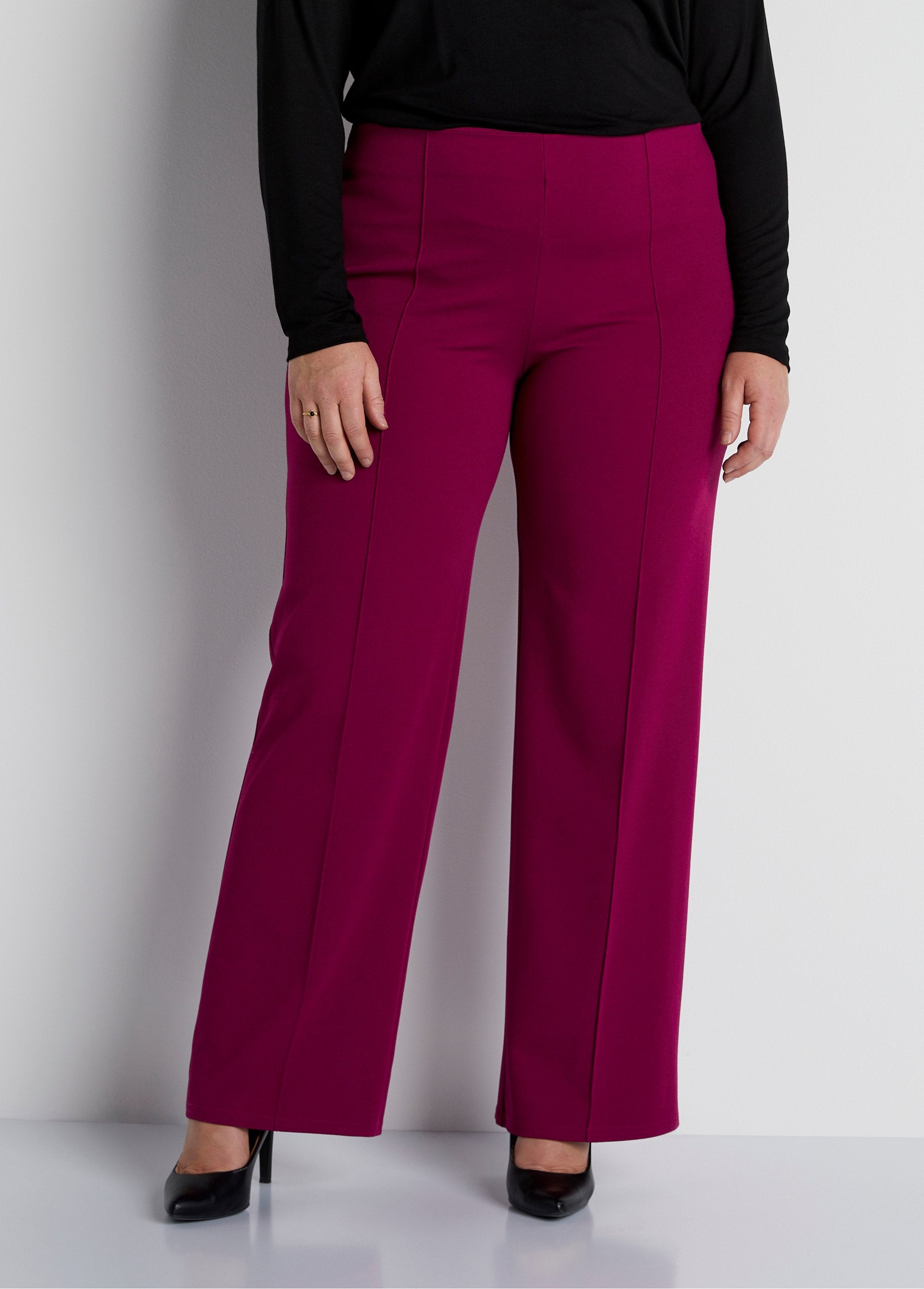 Pantalon_maille_crêpe_taille_élastiquée_Framboise_FA1_curvy