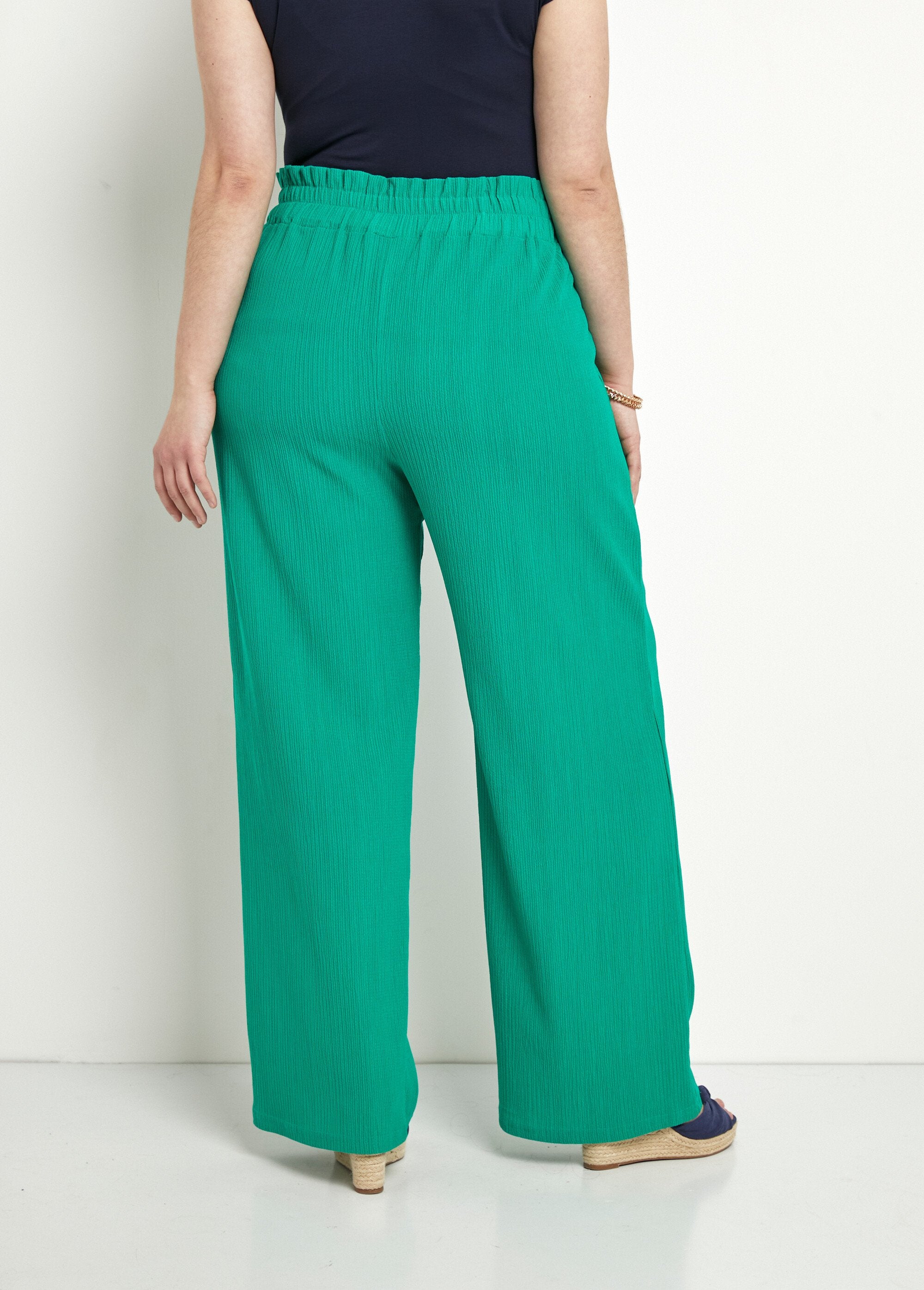 Pantalon_vert_large_taille_élastiquée_maille_relief_Vert_DO1_curvy