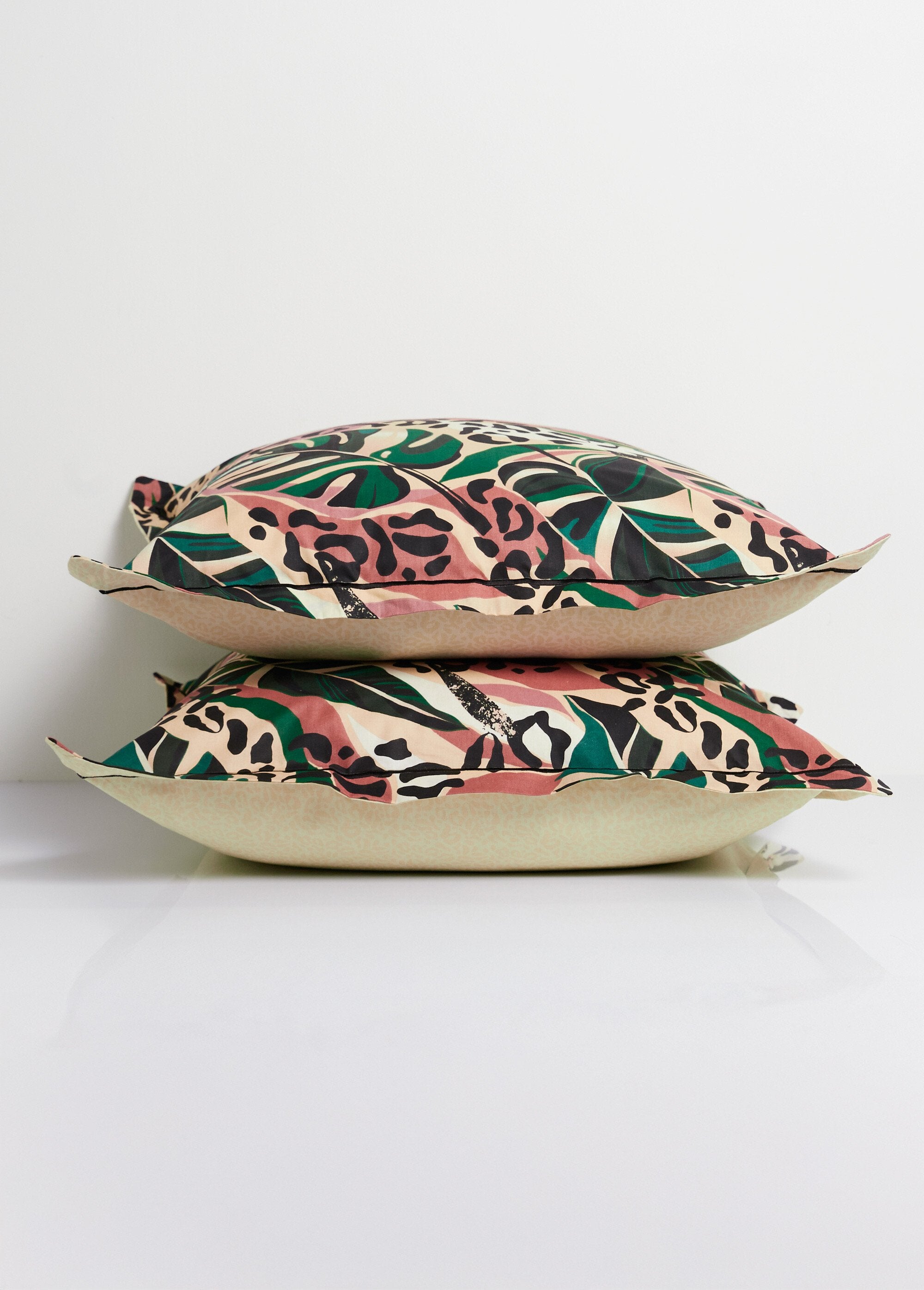 Parure_housse_de_couette_coton,_jungle_Vert_et_marron__DE2_slim