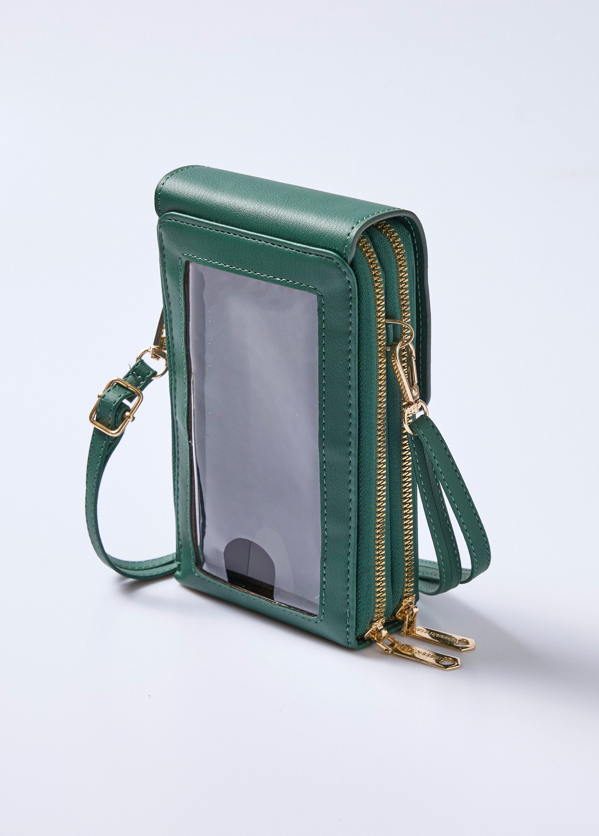 Pochette_téléphone_2_compartiments_simili_cuir_Vert_DO1_slim