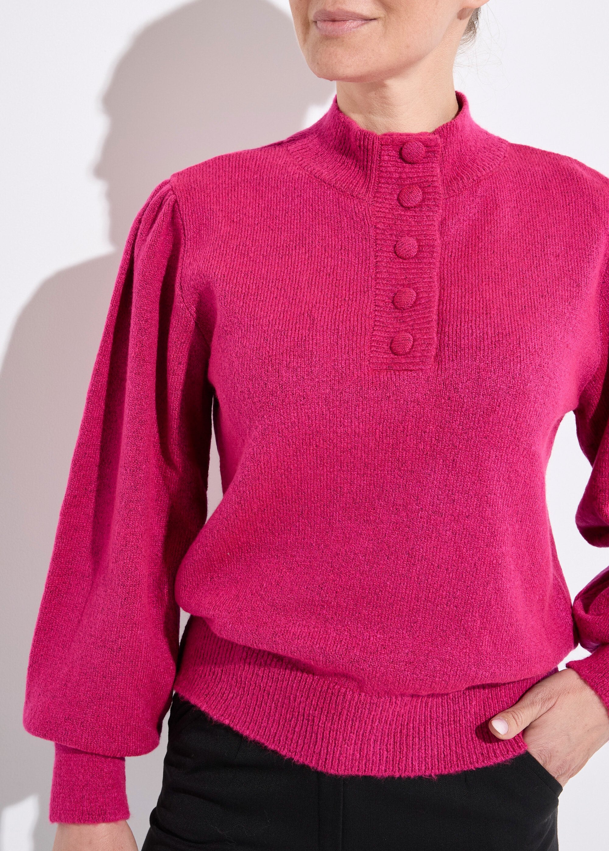 Pull_chaud_col_montant_boutonné_Fuchsia_DE1_slim