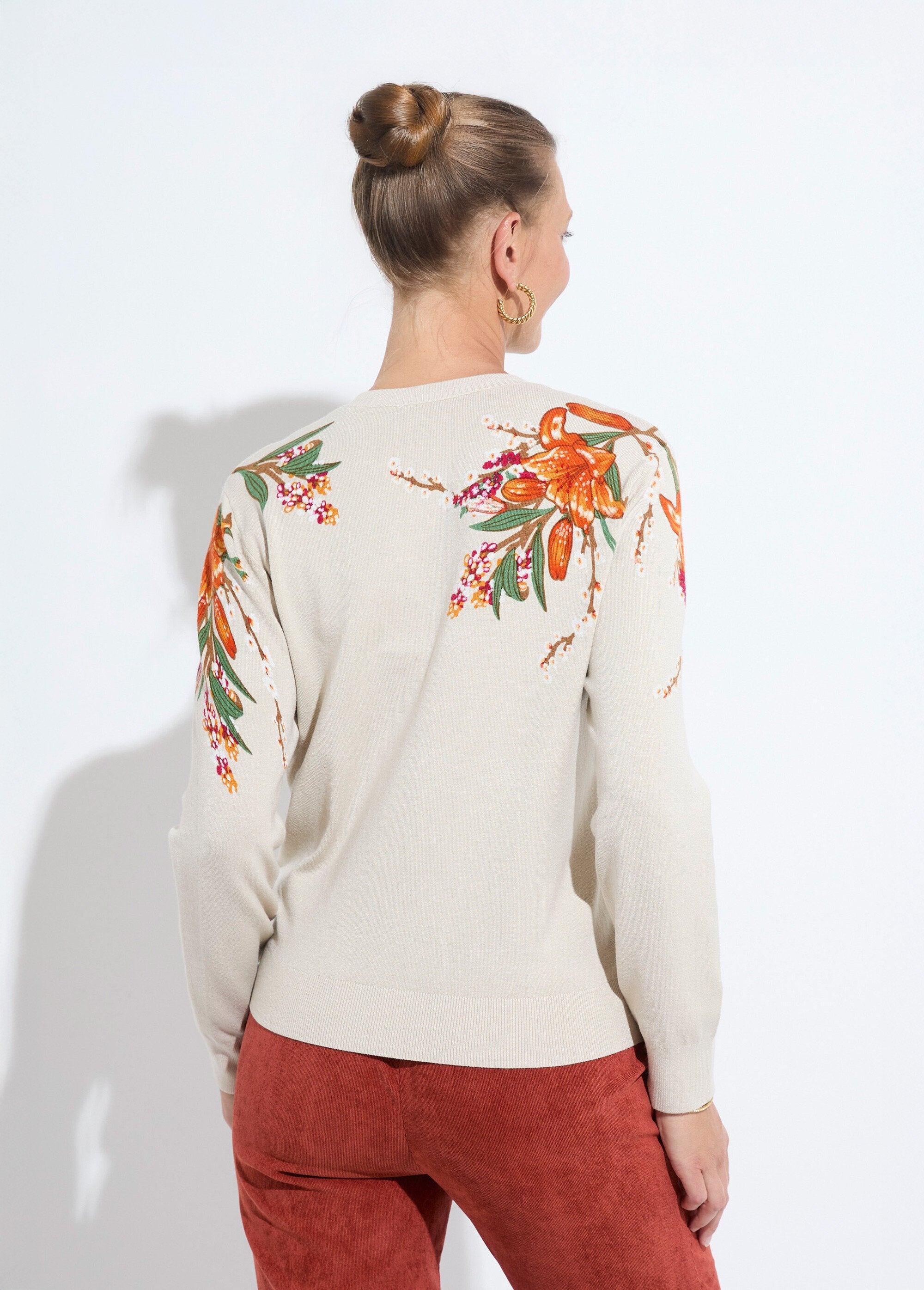 Pull_chaud_col_rond_imprimé_floral_manches_longues_Beige_DO1_slim