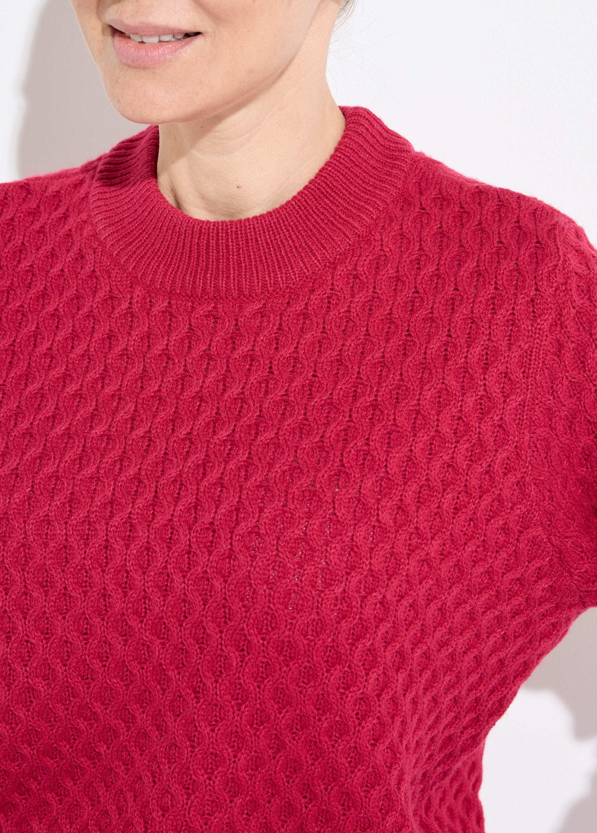 Pull_chaud_court_col_montant_maille_épaisse_Fuchsia_DE1_slim