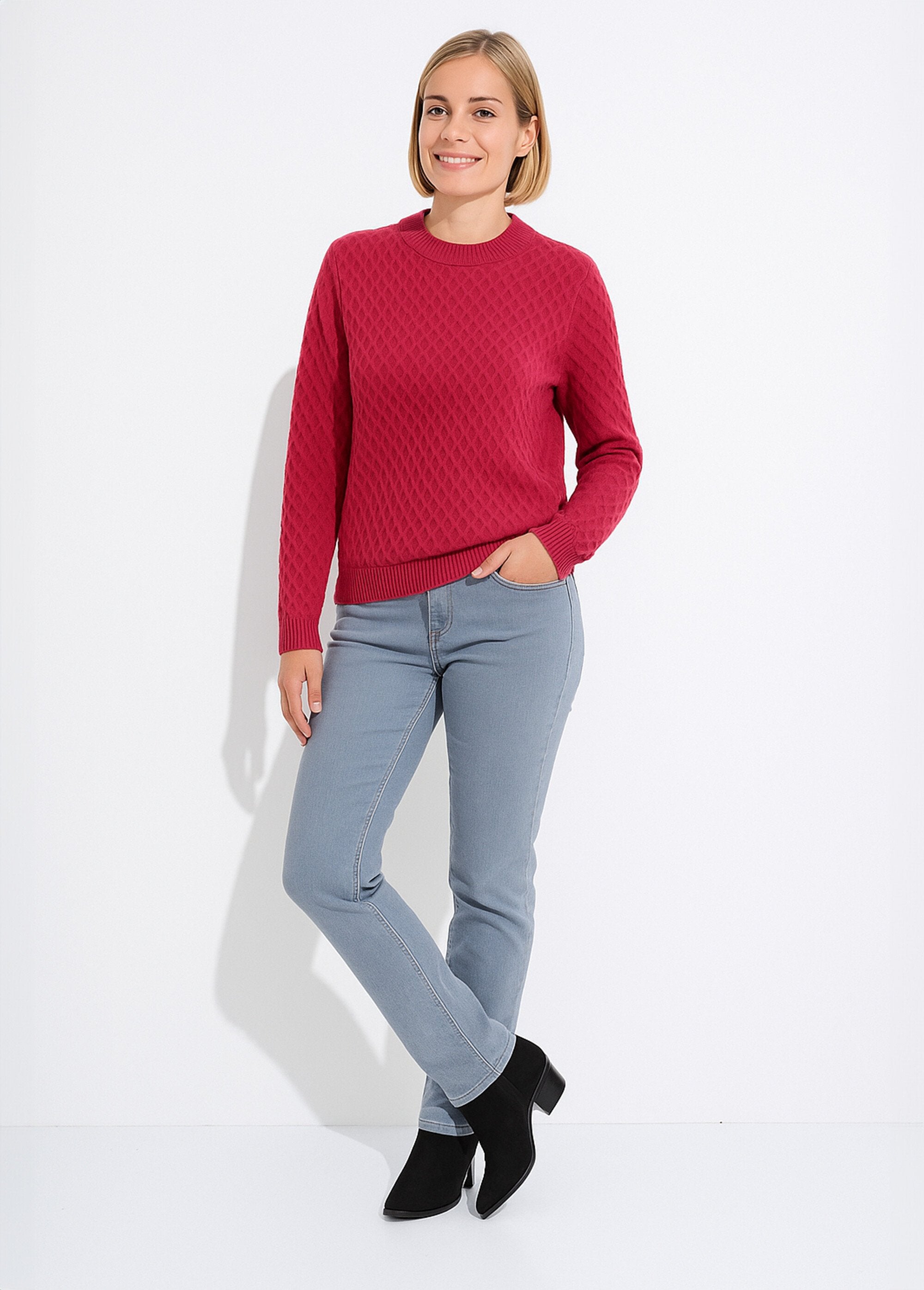 Pull_chaud_court_col_montant_maille_épaisse_Fuchsia_SF1_slim