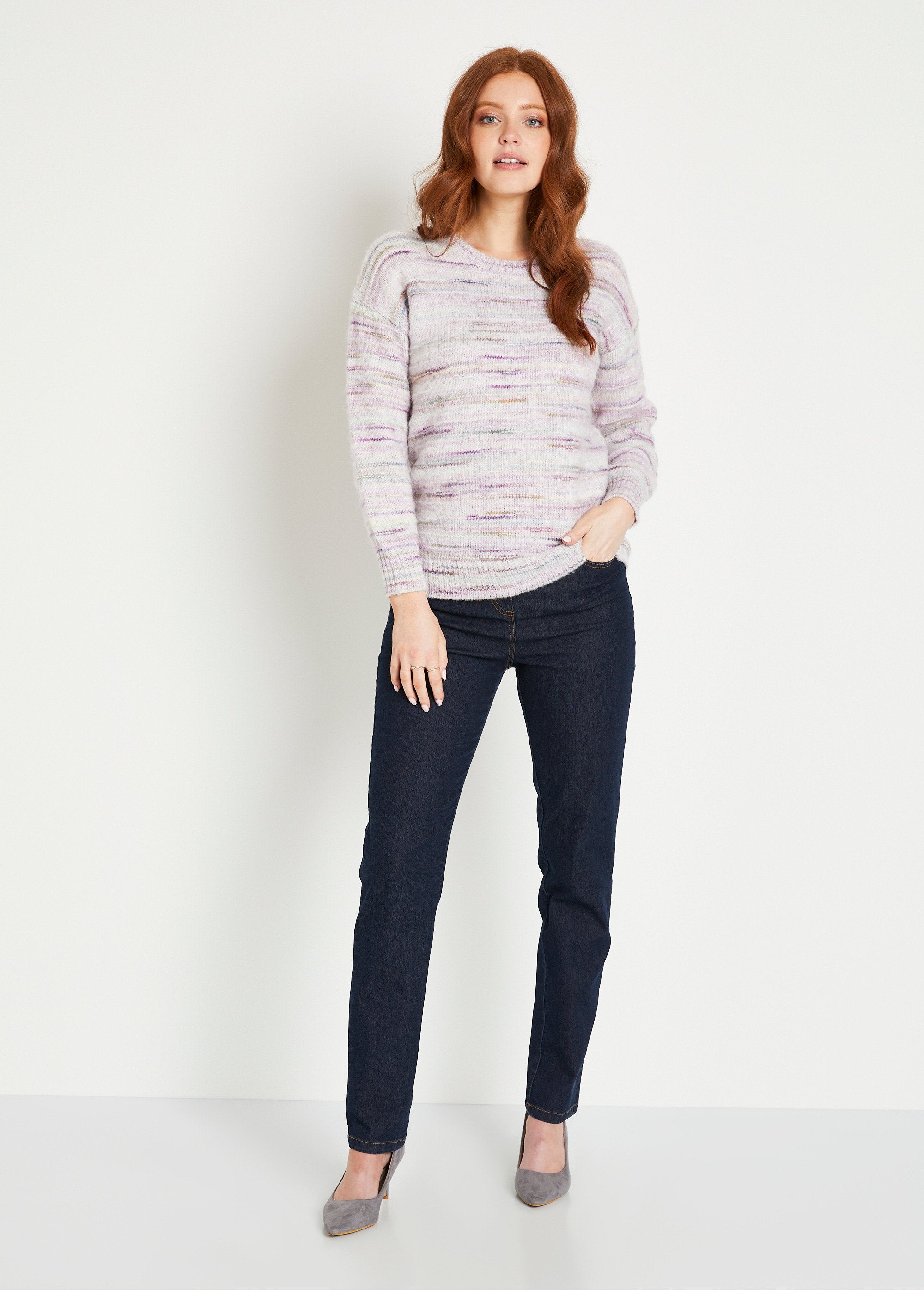 Pull_chaud_mouliné_col_rond_avec_laine_Lilas_et_ecru_SF1_slim