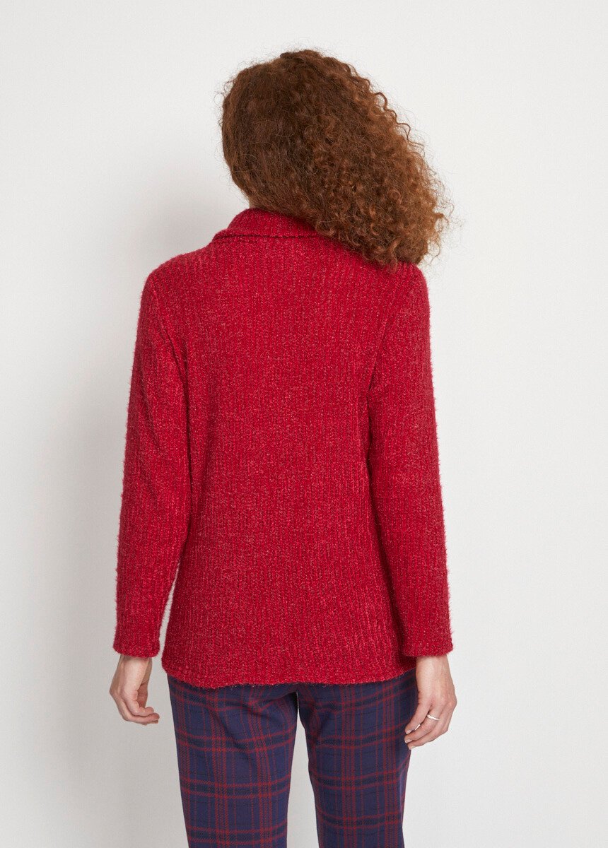 Pull_col_cassé_maille_chenille_poilue_Rouge_DO1_slim
