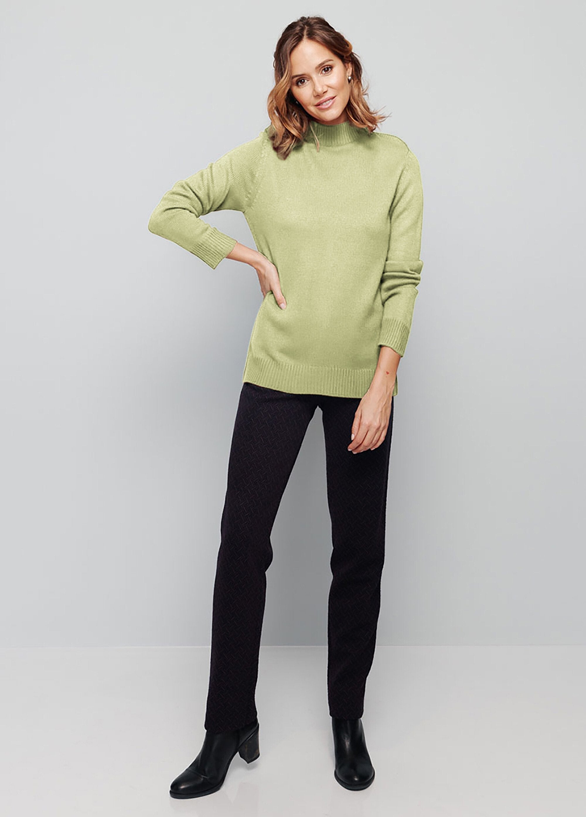 Pull_col_montant_maille_épaisse_Vert_tilleul_SF1_slim