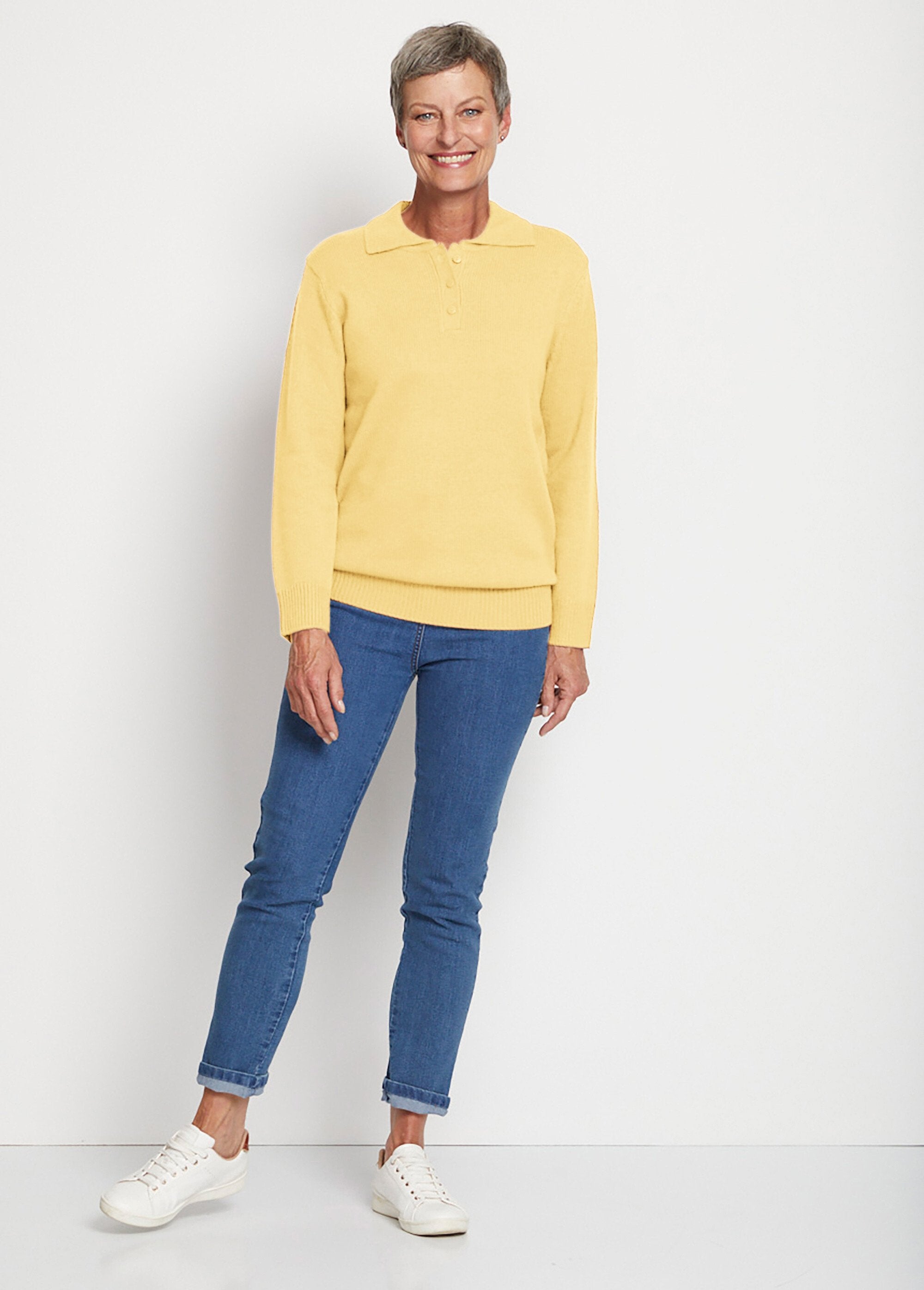 Pull_col_polo_maille_épaisse_Vanille_SF1_slim