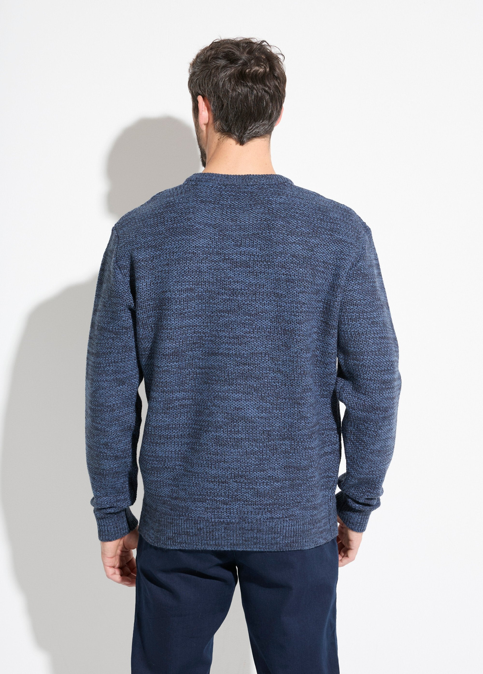 Pull_col_rond_maille_chinée_laine_manches_longues_Bleu_DO1_slim