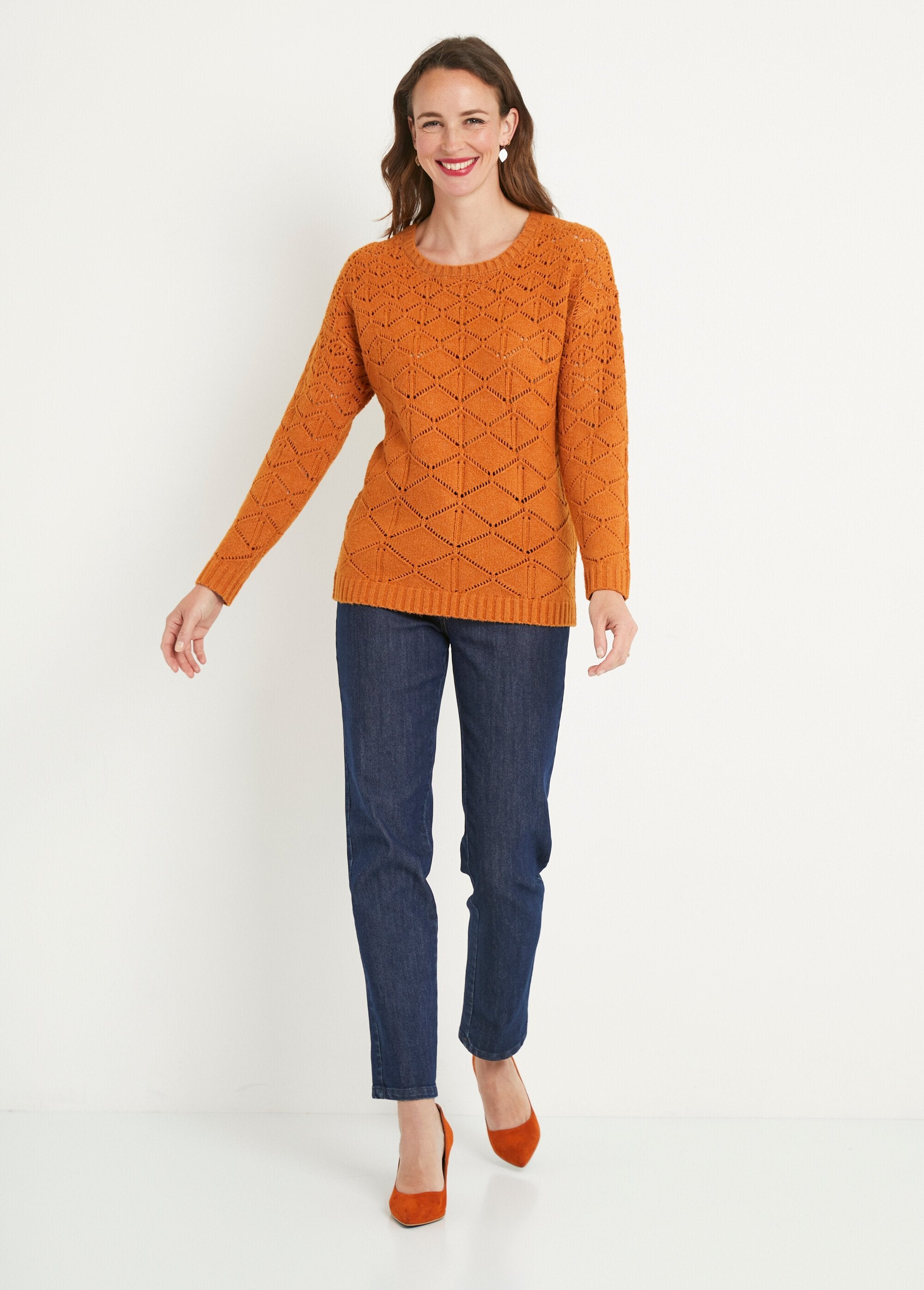 Pull_court_ajouré_col_rond_manches_longues_Caramel_SF1_slim