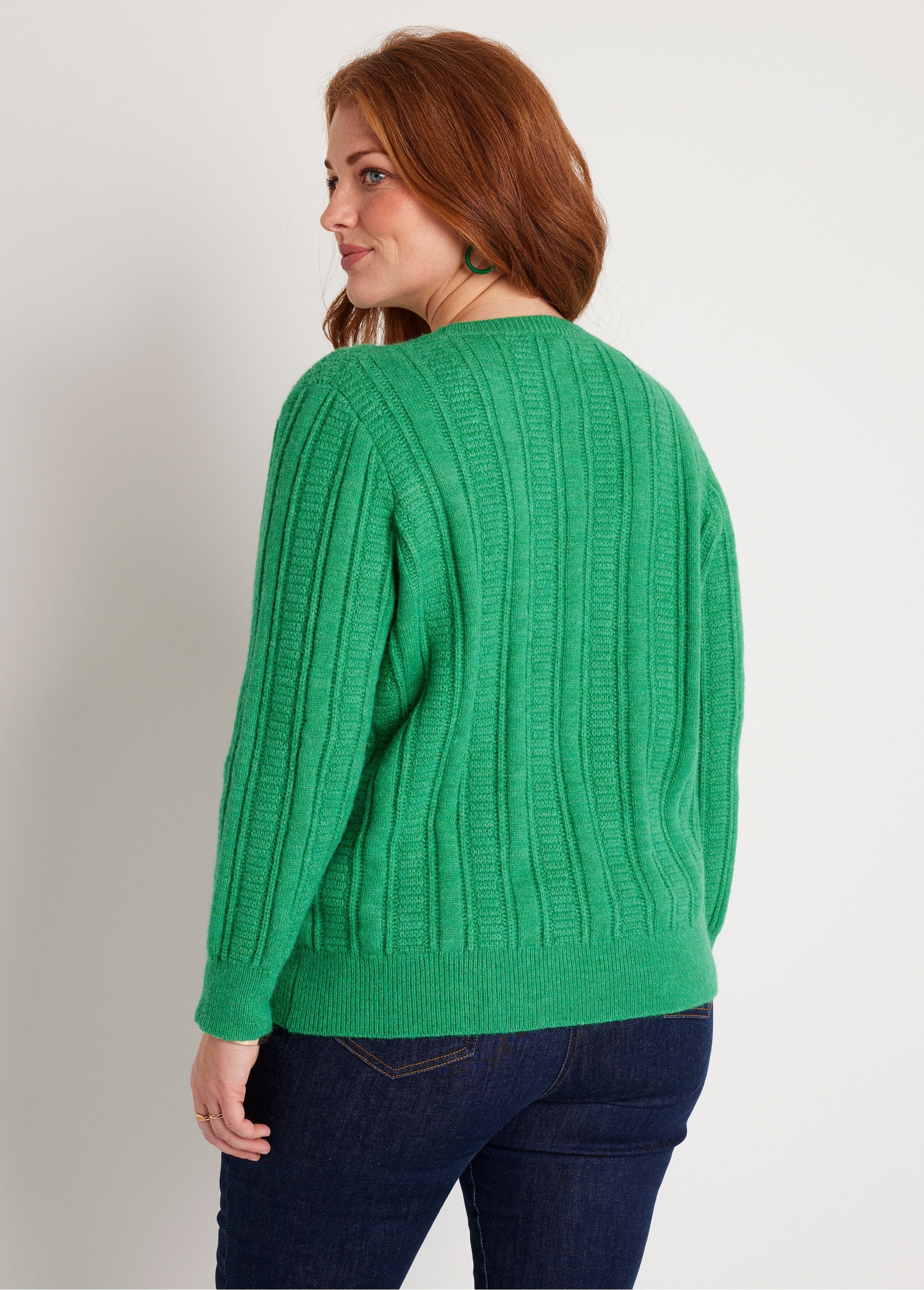 Pull_doux_ajouré_boules_col_rond_Vert_DO1_curvy