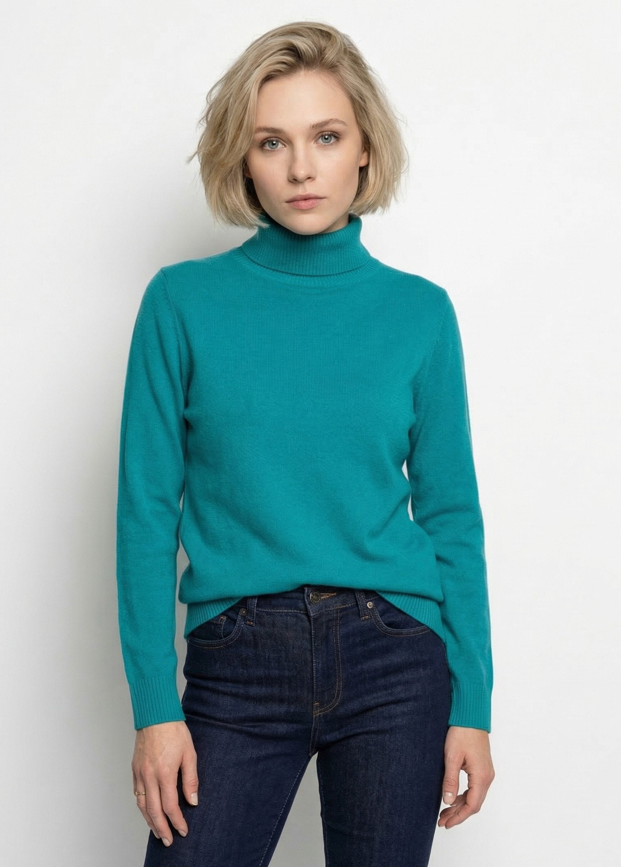 Pull_doux_col_roulé_manches_longues_Vert_FA2_slim
