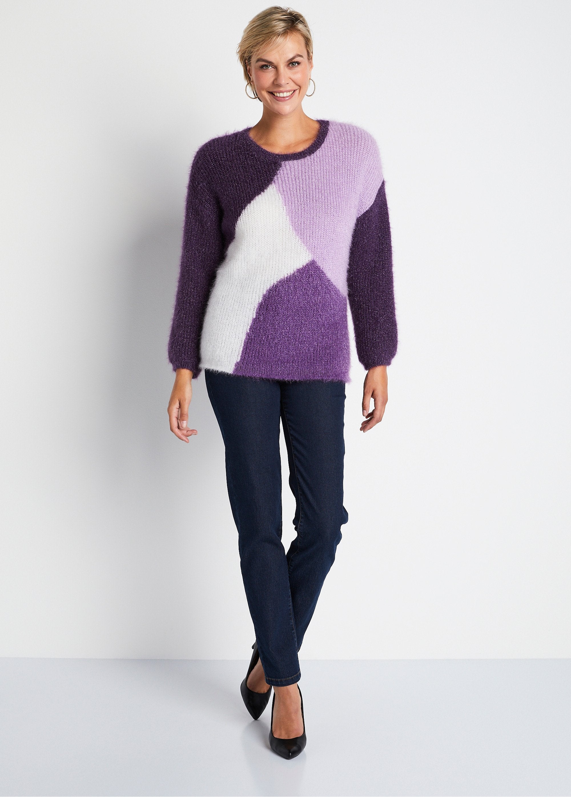 Pull_doux_colorblock_maille_poilue_Cassis_et_ecru_SF1_slim