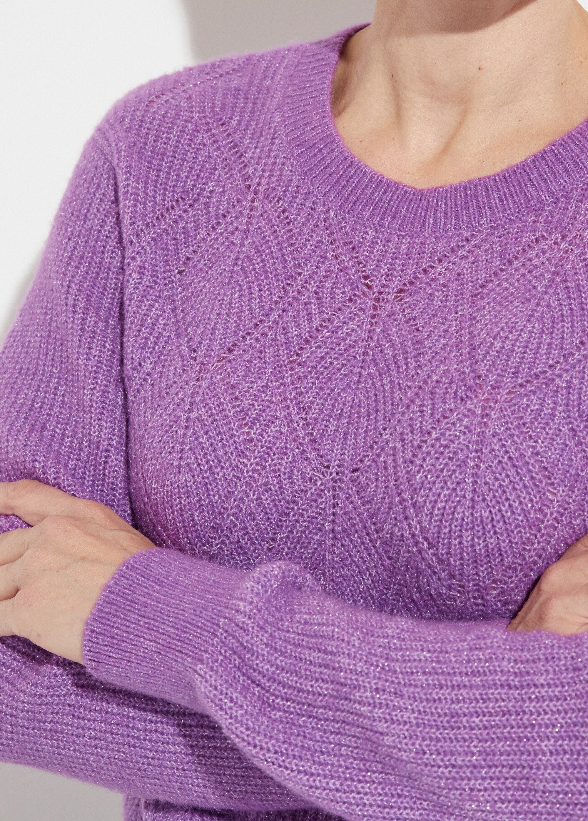 Pull_doux_maille_ajourée_fibres_recyclées_et_laine_Violet_DE1_slim