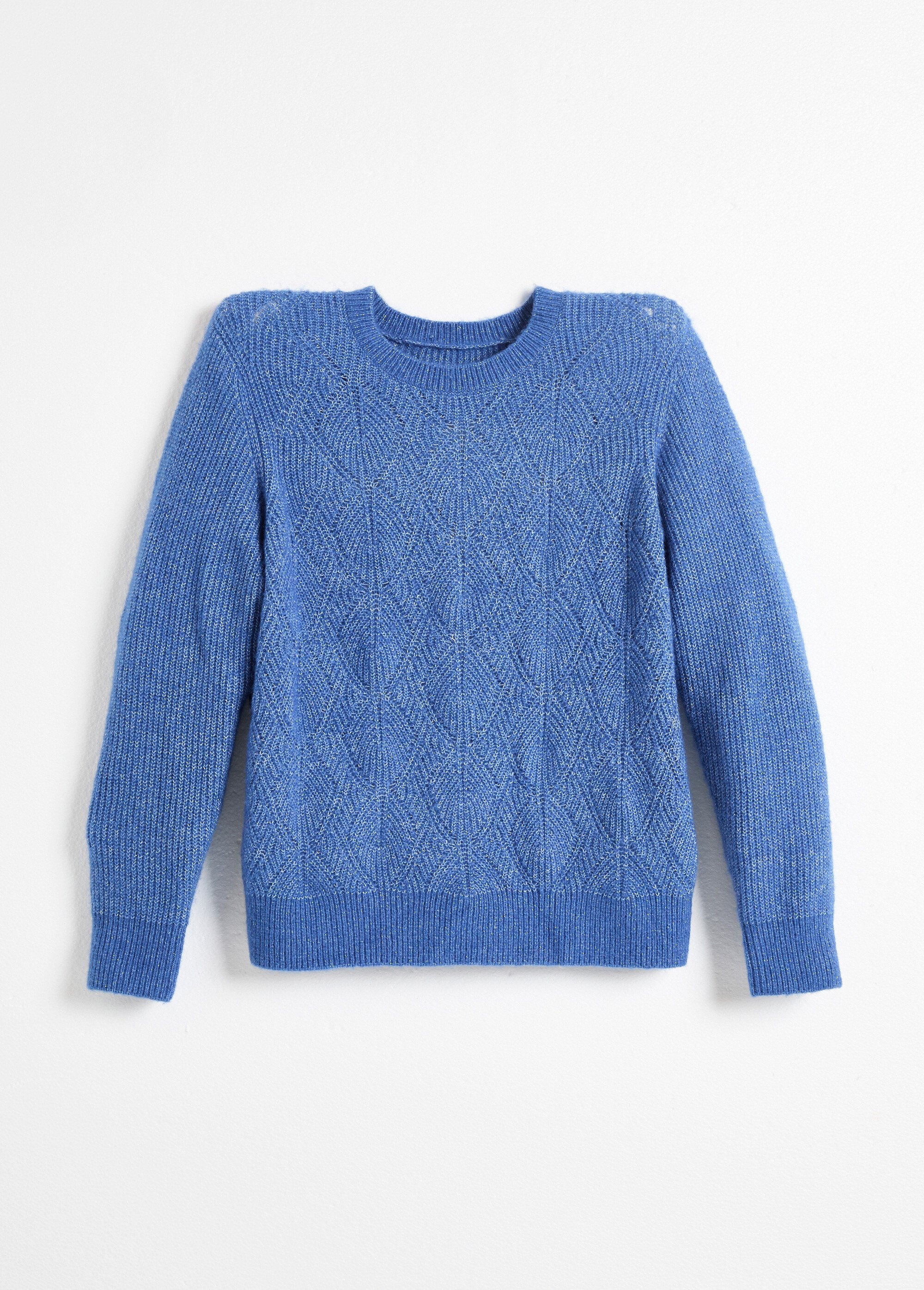 Pull_doux_maille_ajourée_fibres_recyclées_et_laine_Bleu_AP1_slim