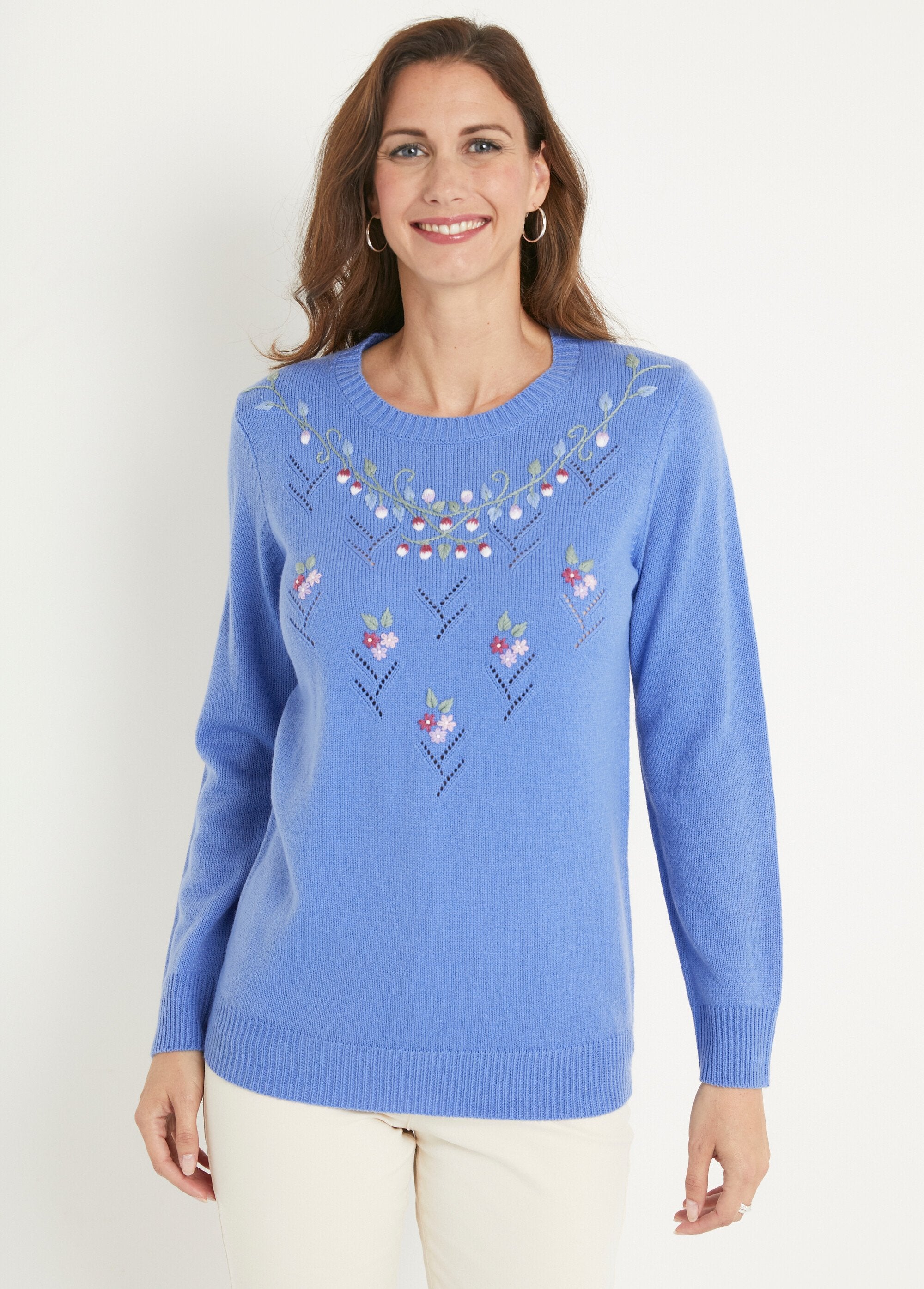 Pull_doux_uni_brodé_ajouré_col_rond_Bleu_FA1_slim