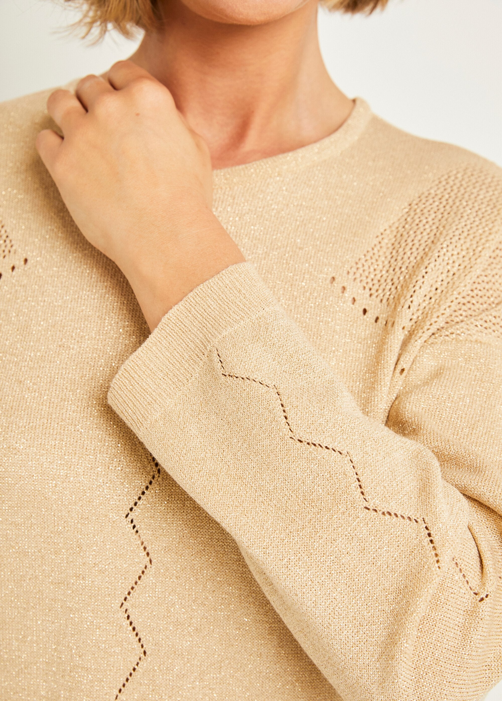 Pull_fin_court_ajouré_irisé_manches_longues_Dore_DE2_slim