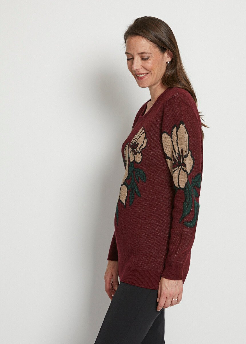 Pull_jacquard_floral_col_rond_Bordeaux_DR1_slim