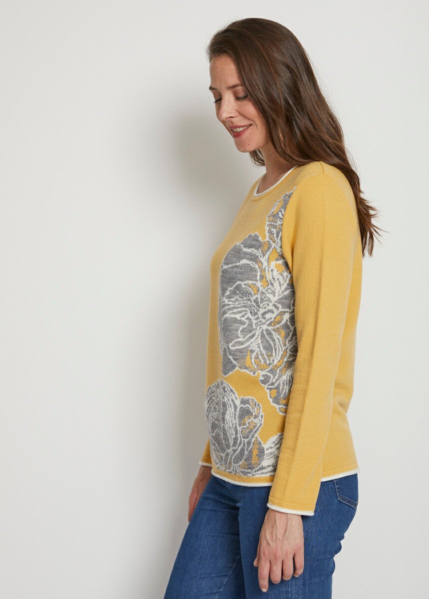 Pull_jacquard_floral_col_rond_avec_laine_Miel_et_gris_DR1_slim