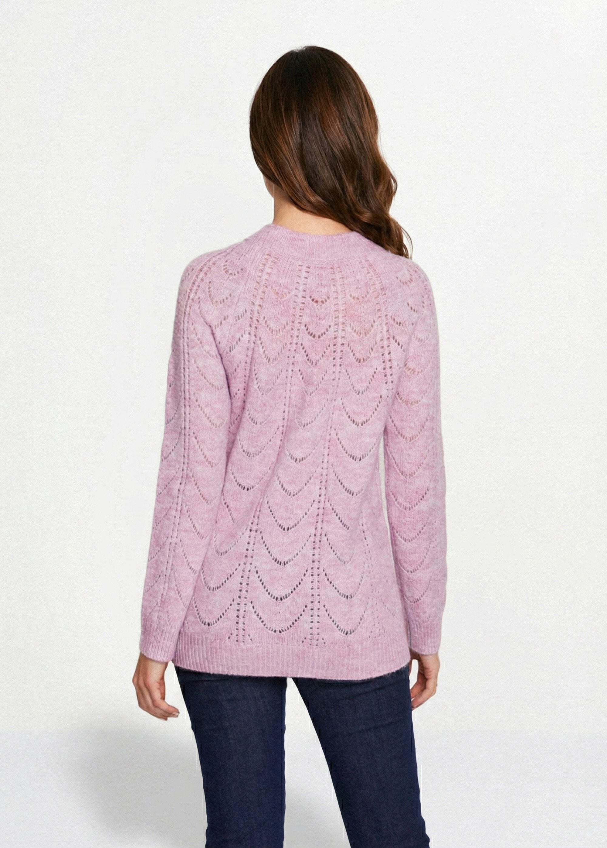 Pull_maille_chinée_ajourée_col_rond_Lilas_DO1_slim