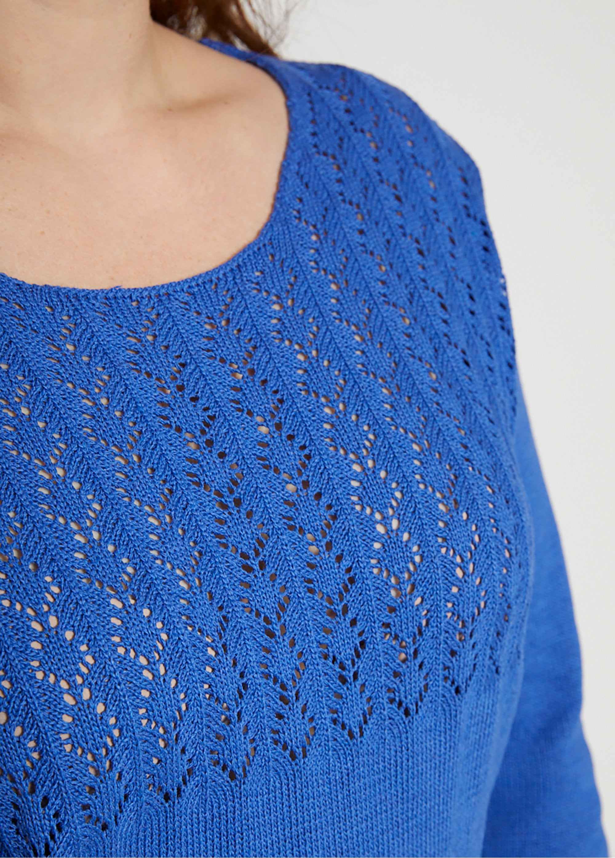 Pull_manches_3/4_ajouré_Bleu_DE2_curvy