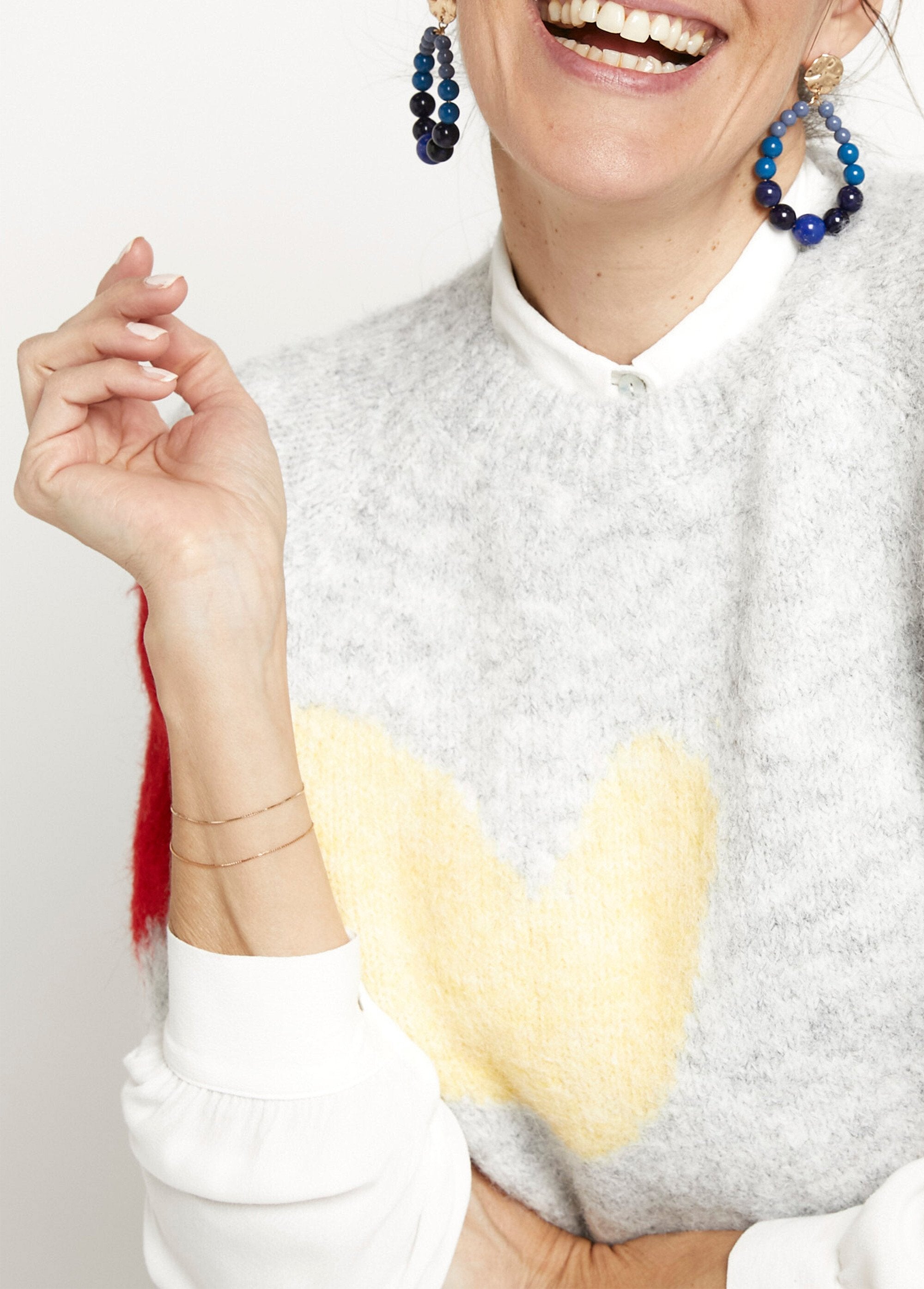 Pull_manches_courtes_détails_coeurs_Gris_DE1_slim