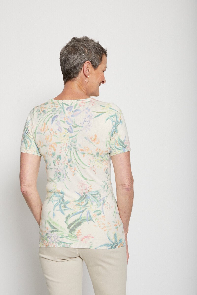 Pull_manches_courtes_imprimé_floral_Beige_et_vert_DO1_slim