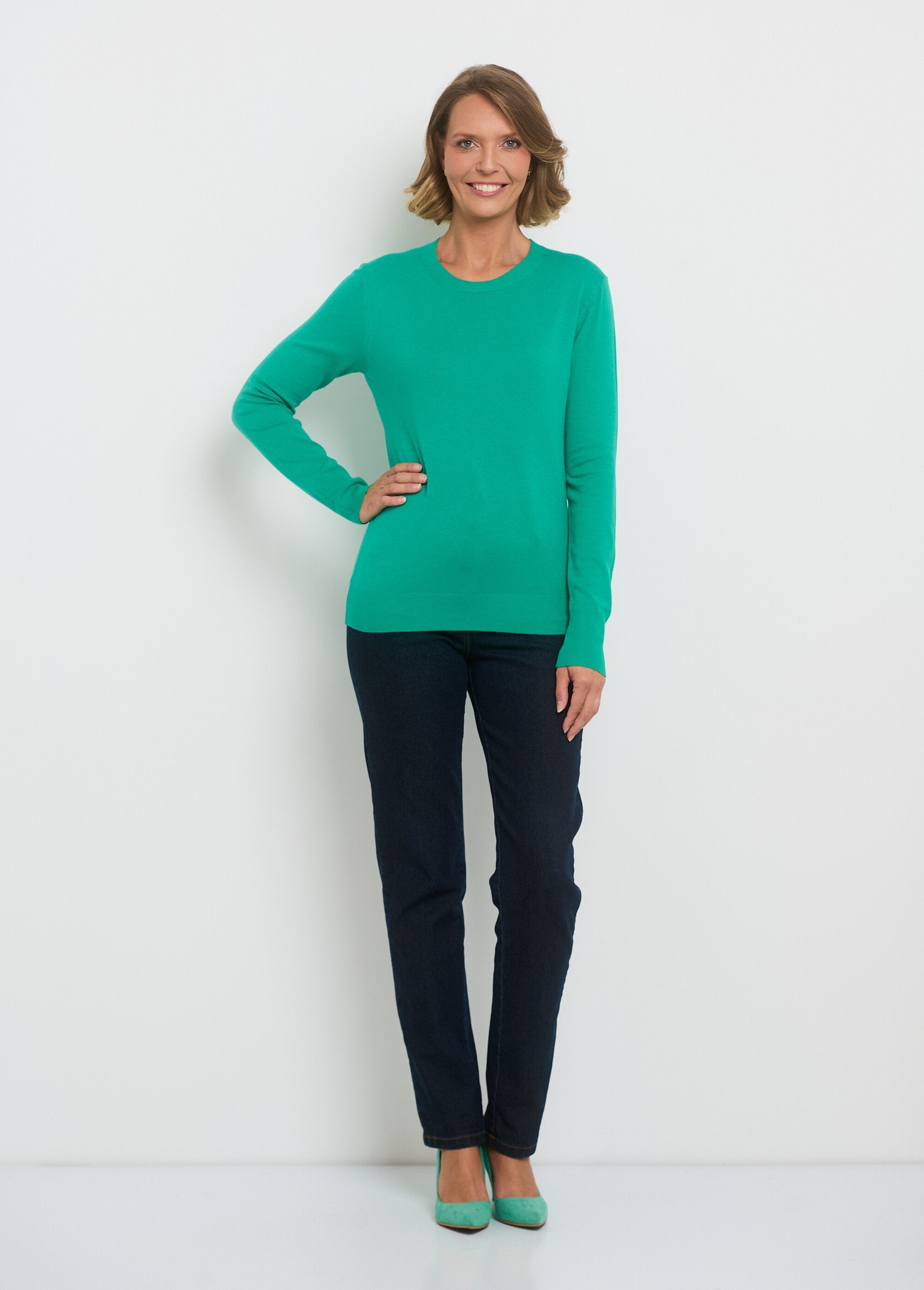 Pull_manches_longues_maille_fine_jauge_Vert_SF1_slim