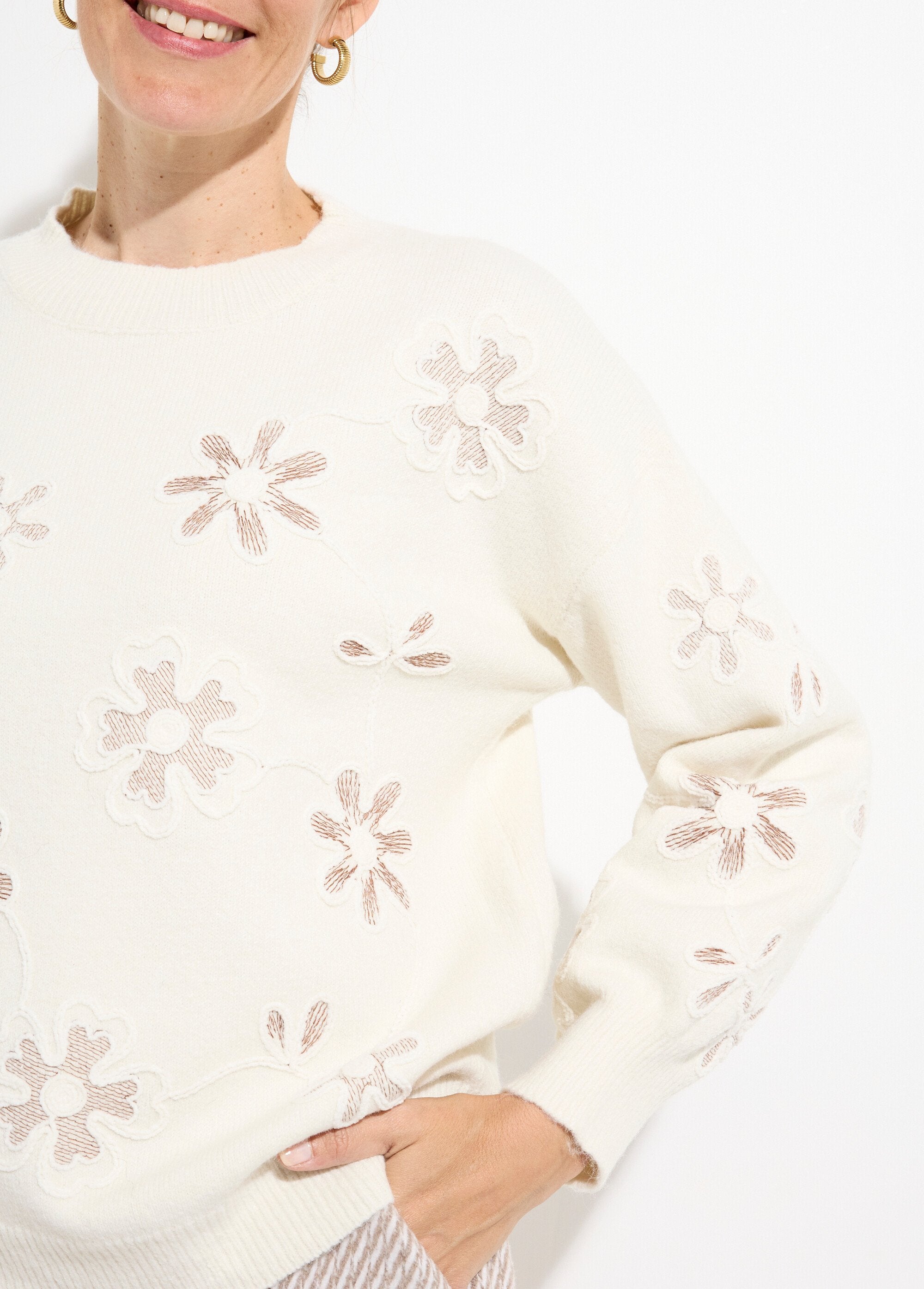 Pull_montant_application_fleurs_brodées_Beige_DE1_slim