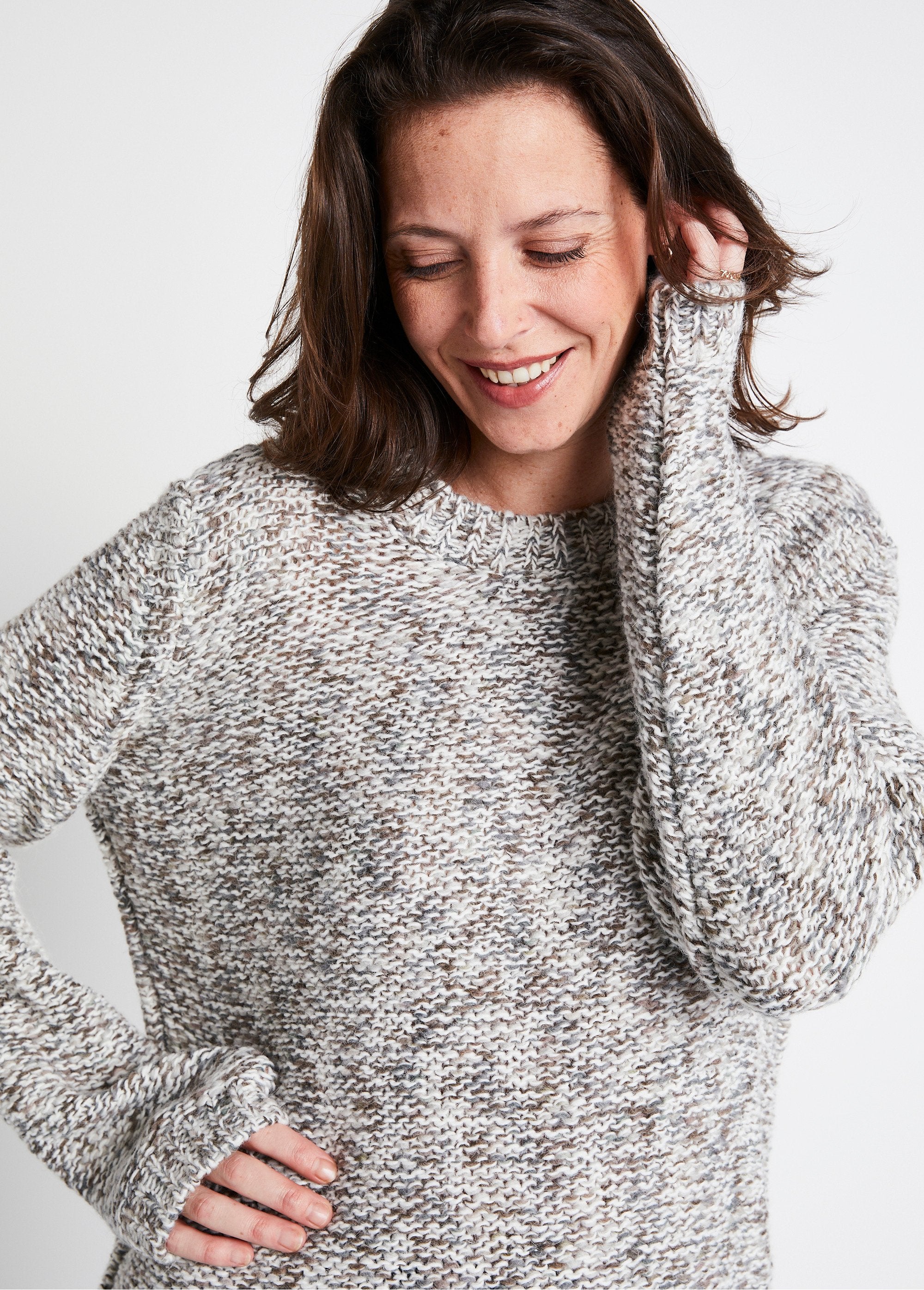 Pull_mouliné_col_rond_avec_laine_et_alpaga_Ecru_et_beige_DE1_slim
