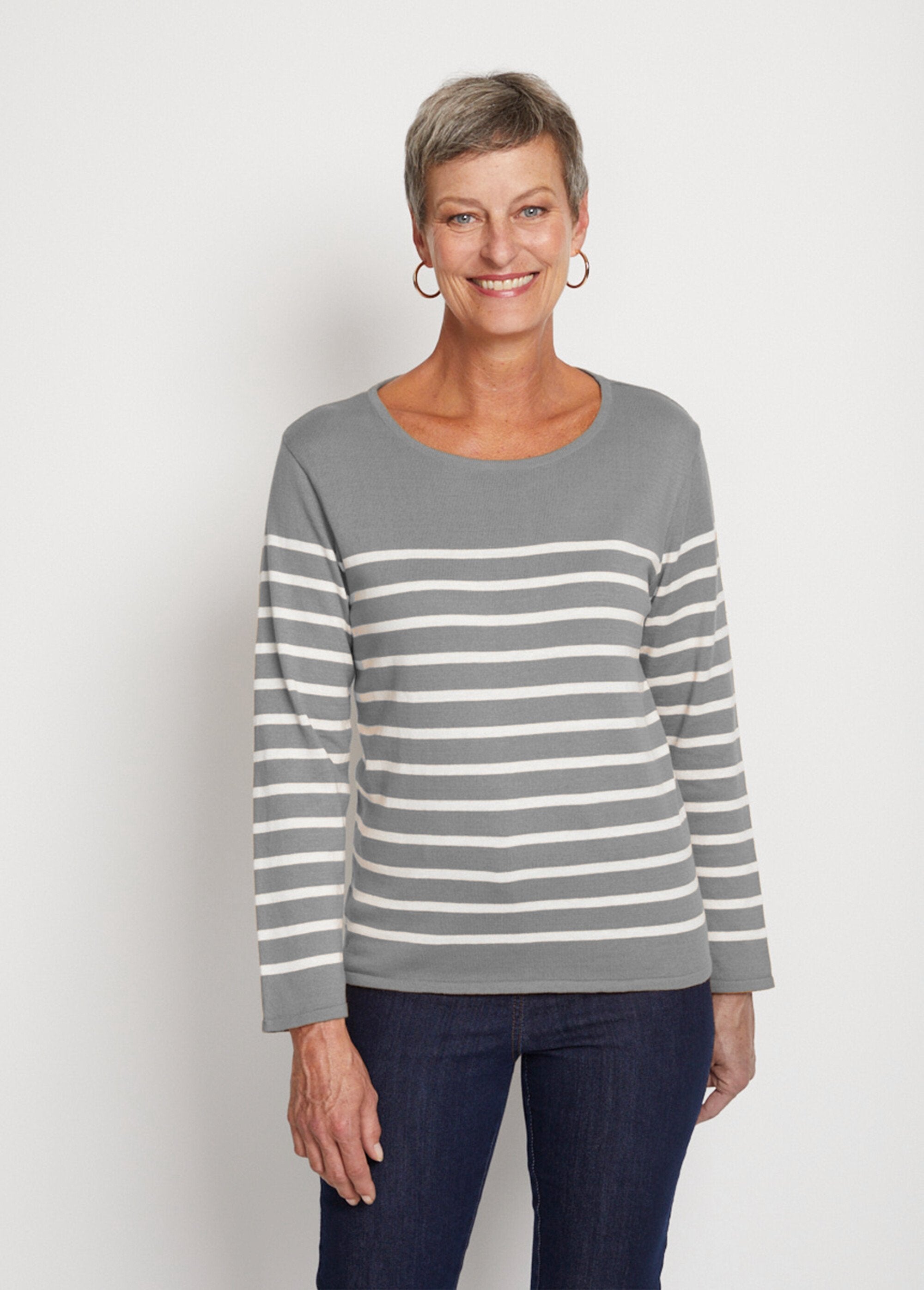 Pull_rayé_col_rond_manches_longues_Gris_et_ecru_FA1_slim