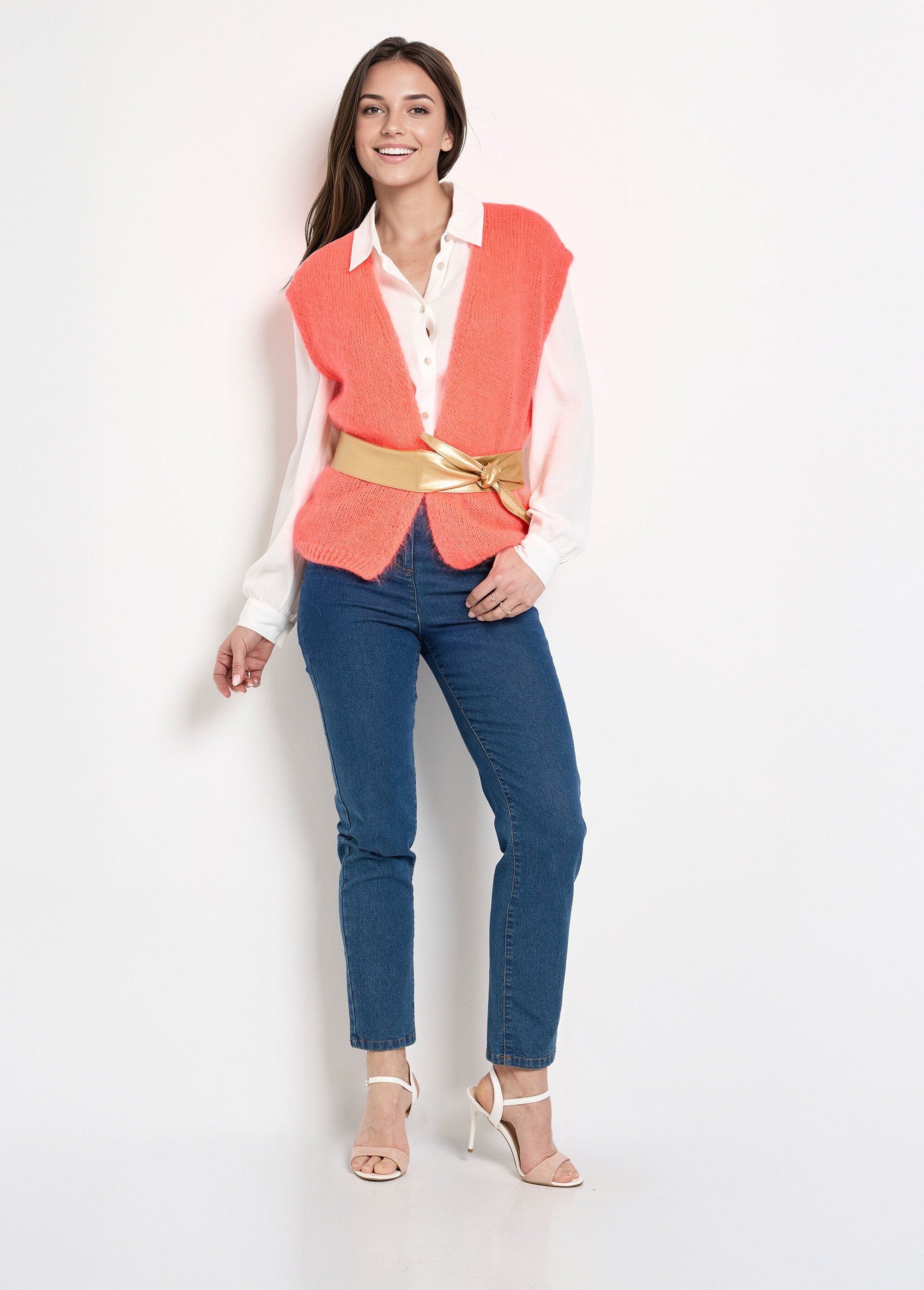 Pull_sans_manches_bord_à_bord_mohair_laine_chaud_Corail_SF1_slim