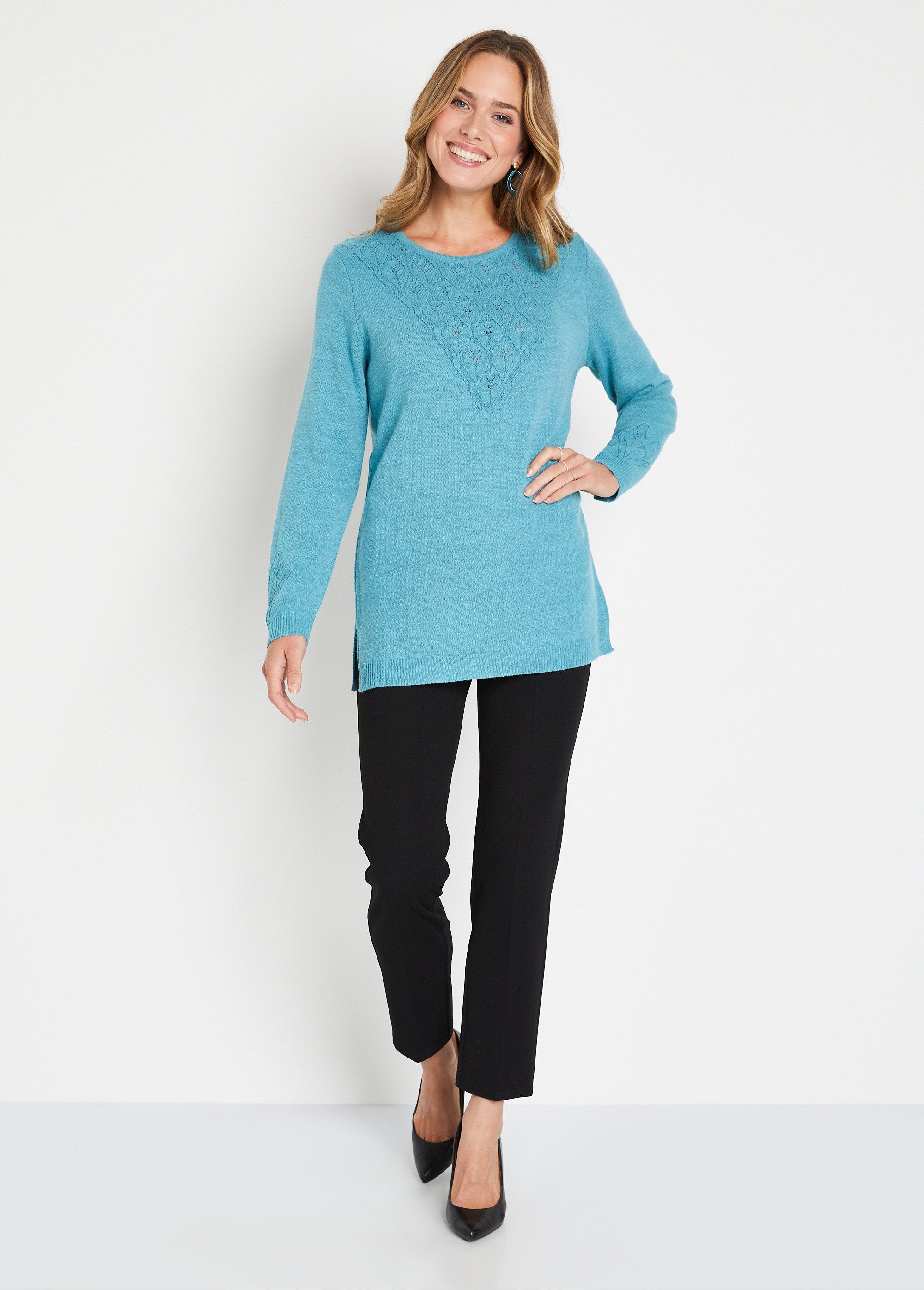Pull-tunique_chiné_ajouré_col_rond_Aqua_SF1_slim
